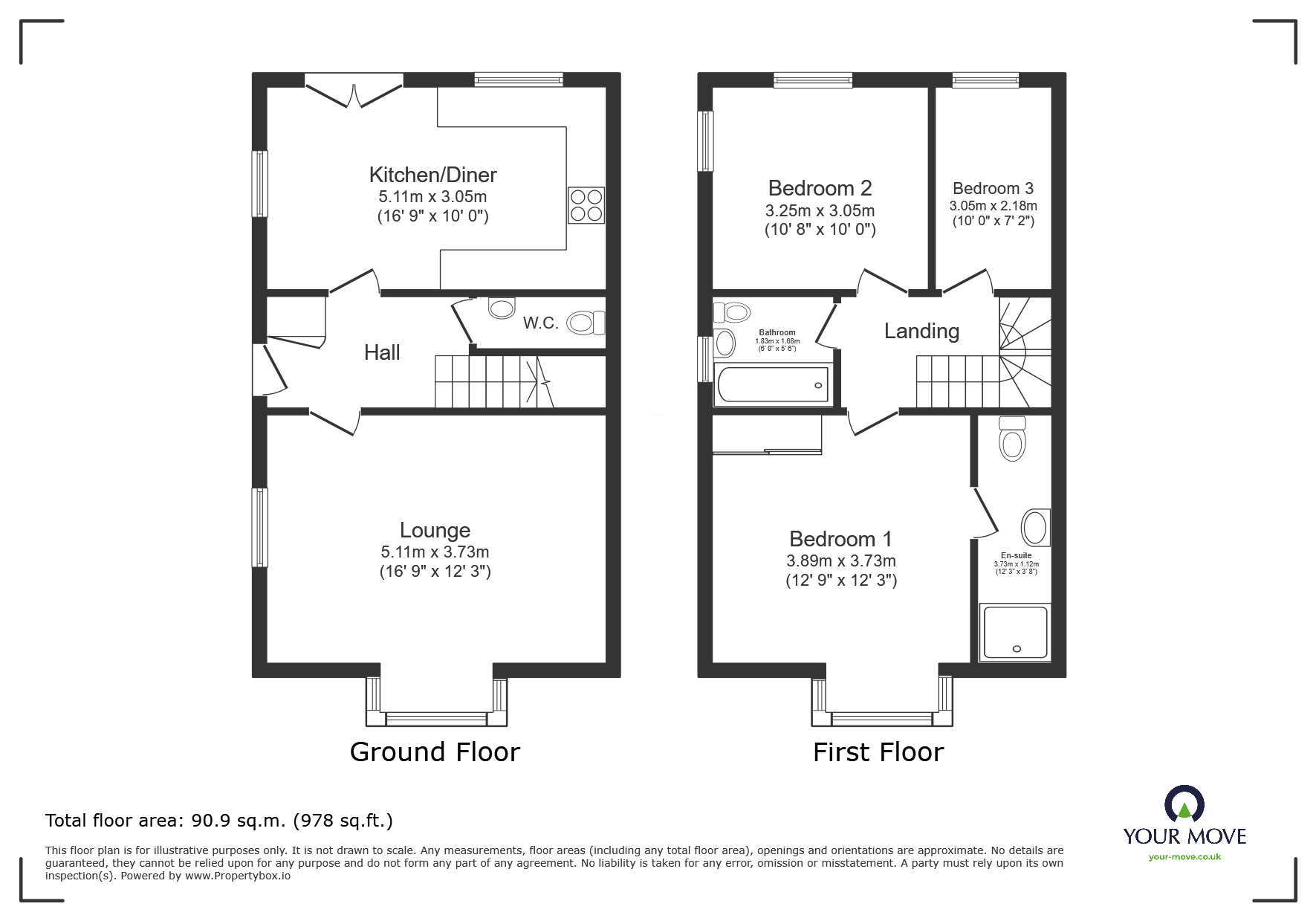 Floorplan of 3 bedroom Semi Detached House for sale, Buckingham Close, Exmouth, Devon, EX8