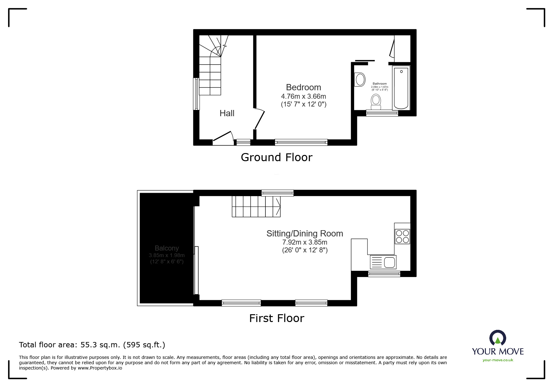 Floorplan of 1 bedroom Detached House to rent, Louisa Place, Exmouth, Devon, EX8