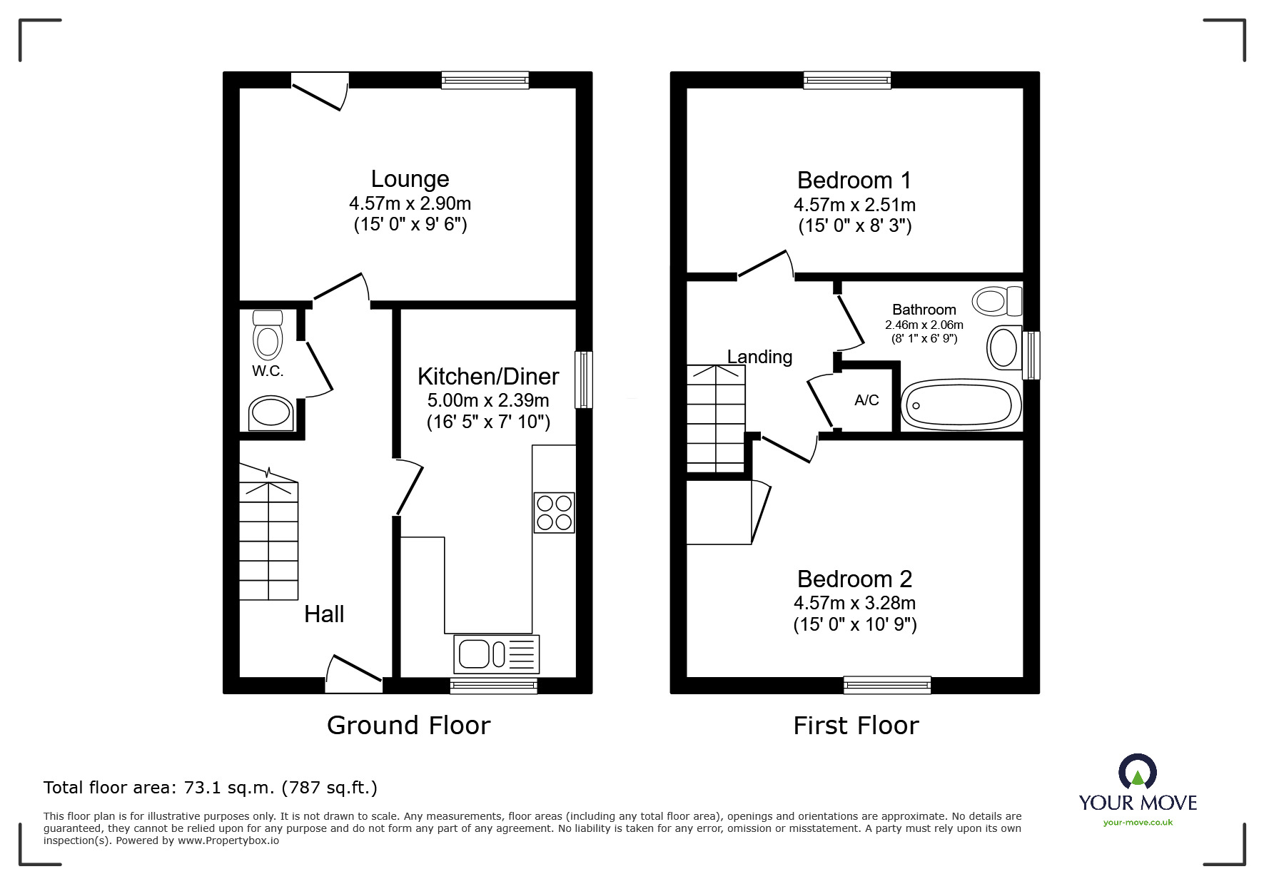 Floorplan of 2 bedroom End Terrace House for sale, Webbers Meadow, Woodbury, Devon, EX5