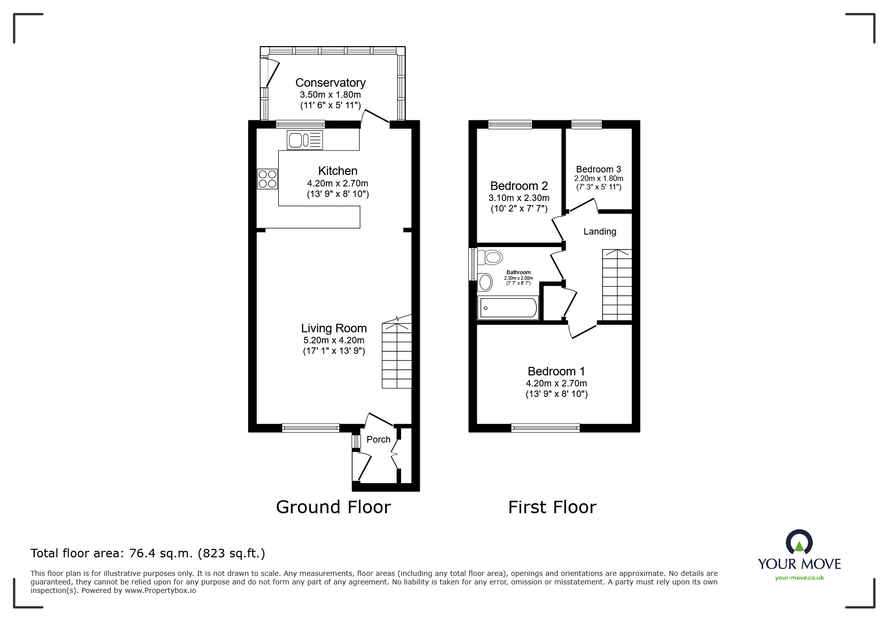 Floorplan of 3 bedroom Semi Detached House to rent, Mount Close, Honiton, Devon, EX14