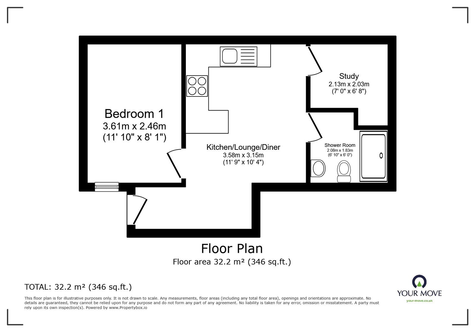 Floorplan of 1 bedroom Flat to rent, Hartley Road, Exmouth, Devon, EX8