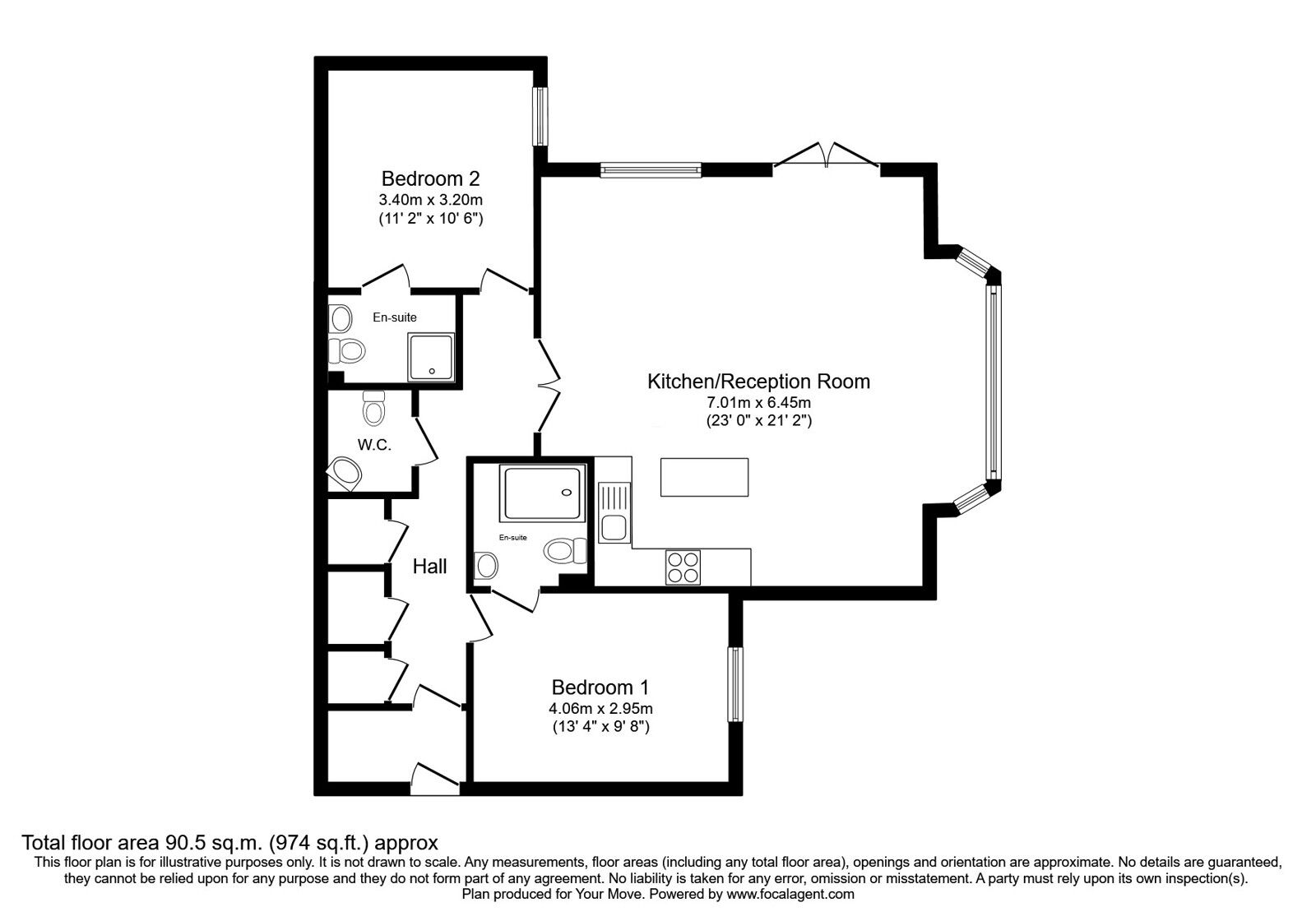 Floorplan of 2 bedroom Flat for sale, Elwyn Road, Exmouth, Devon, EX8