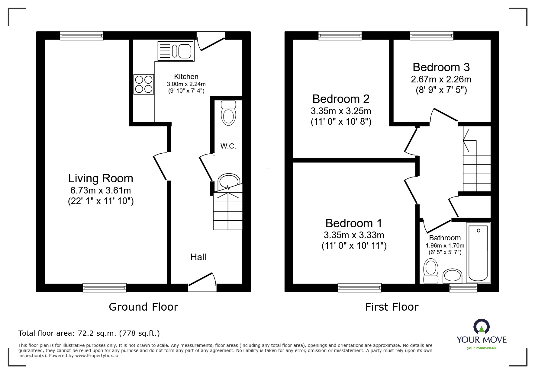 Floorplan of 3 bedroom Mid Terrace House for sale, Vansittart Drive, Exmouth, Devon, EX8