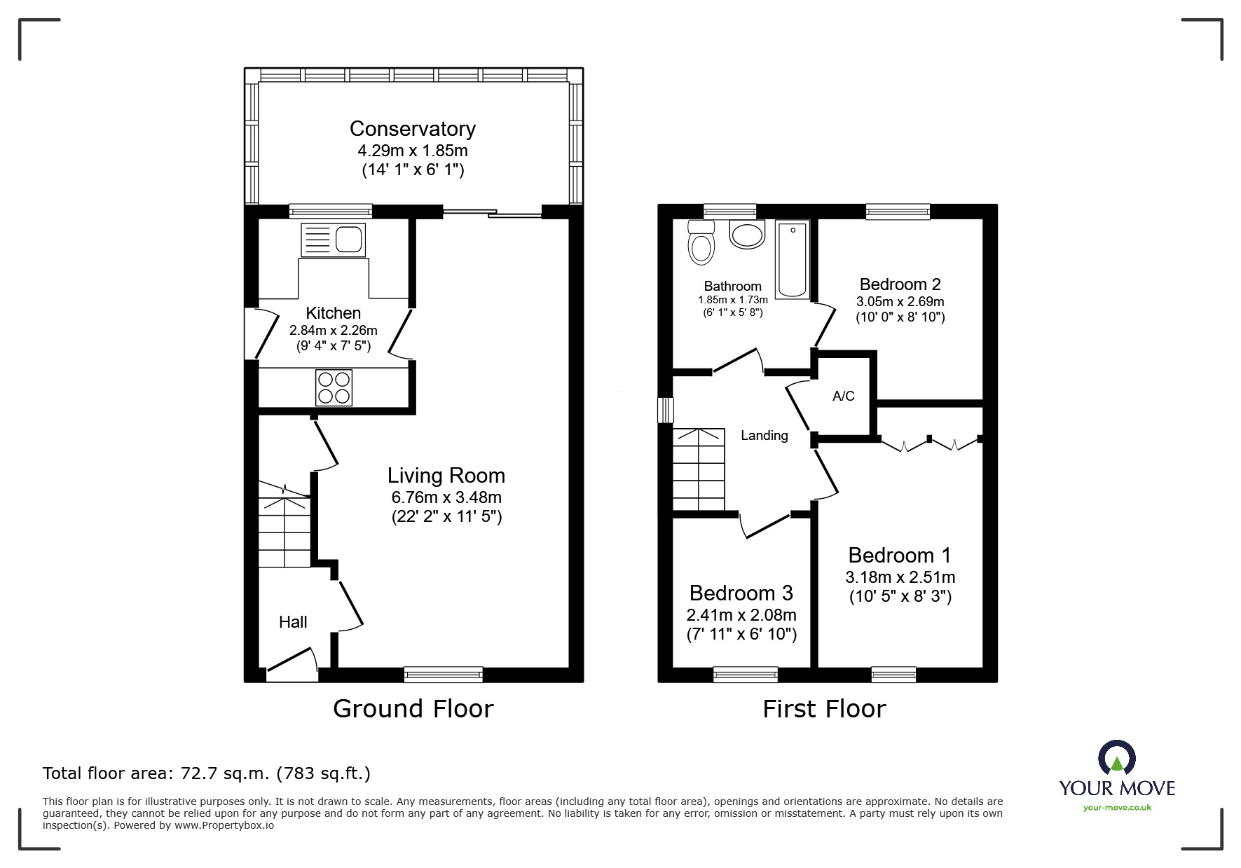 Floorplan of 3 bedroom End Terrace House to rent, Meadowbrook Close, Exeter, Devon, EX4