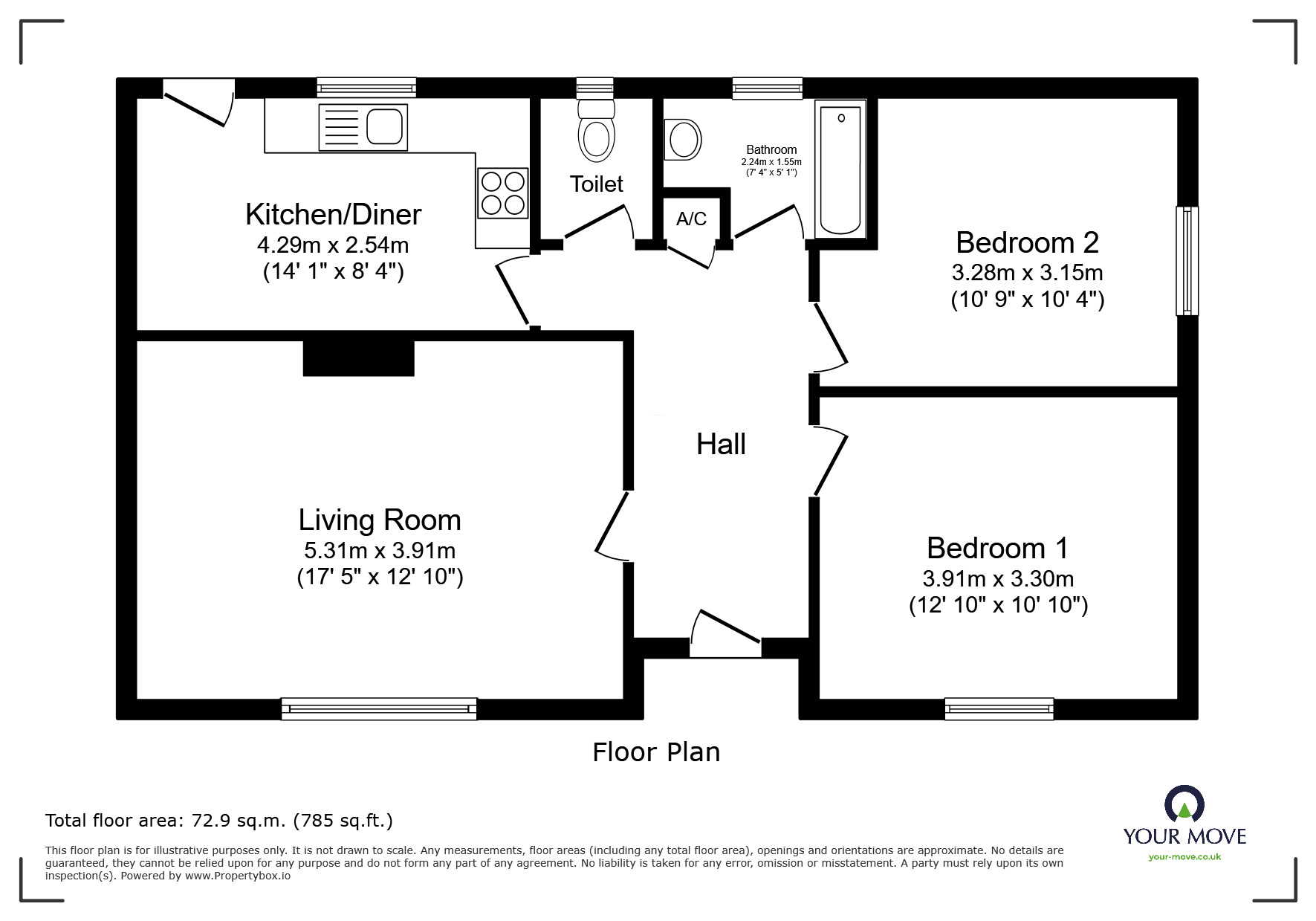 Floorplan of 2 bedroom Flat to rent, Dagmar Road, Exmouth, Devon, EX8