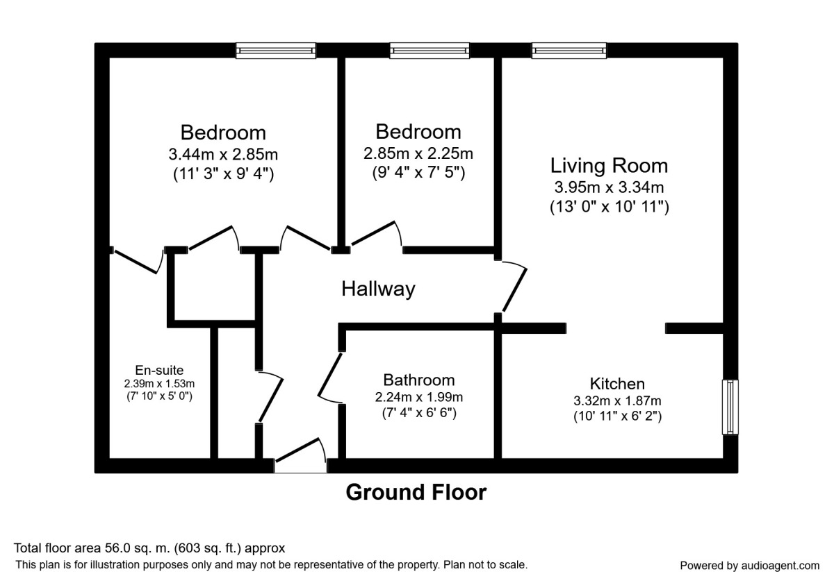 Floorplan of 2 bedroom Flat to rent, Jadeana Court, St. Austell, Cornwall, PL25
