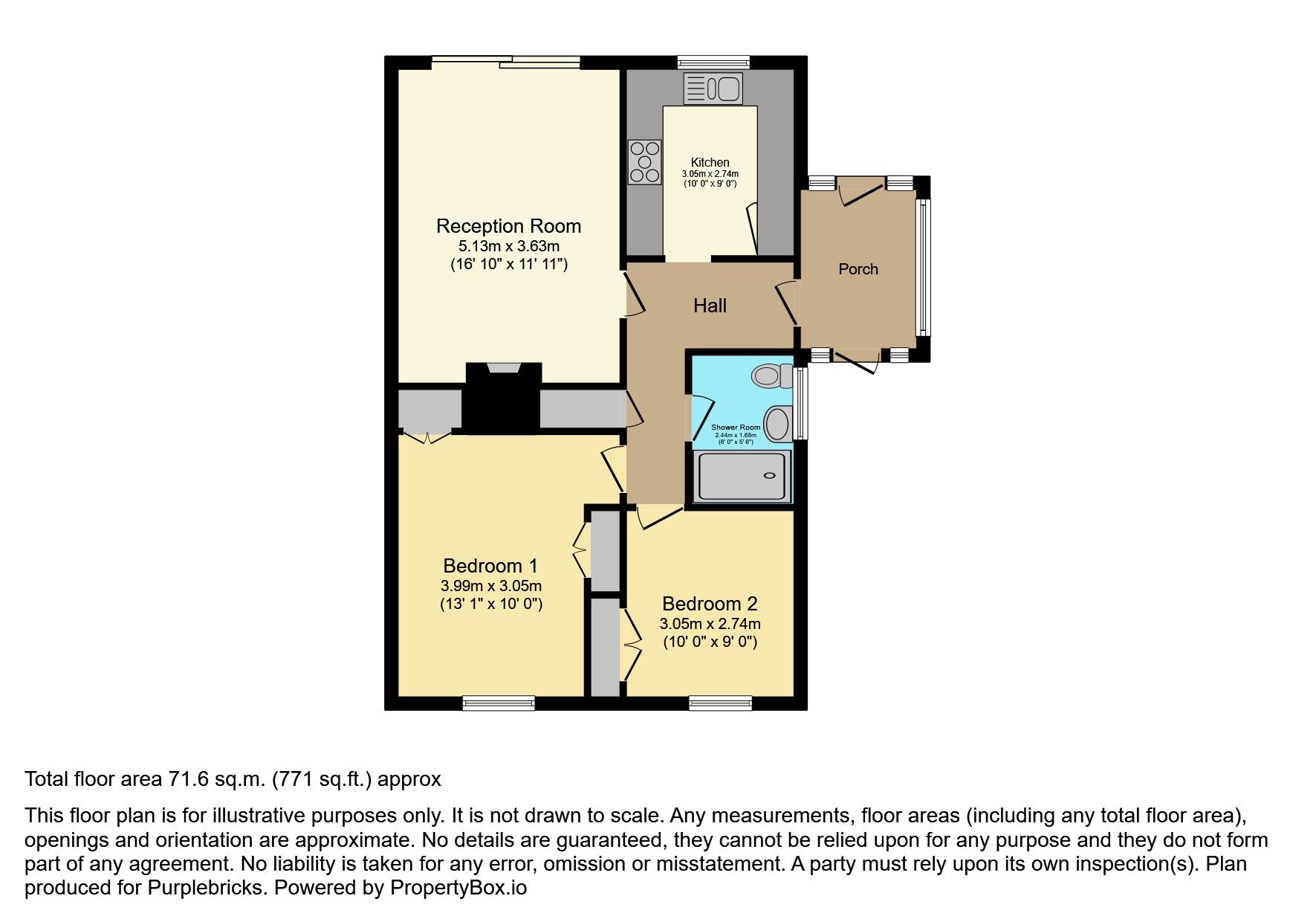 Floorplan of 2 bedroom Semi Detached Bungalow for sale, Mountain Close, Exmouth, Devon, EX8