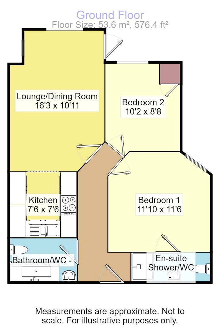 Floorplan of 2 bedroom Flat for sale, Raddenstile Lane, Exmouth, Devon, EX8