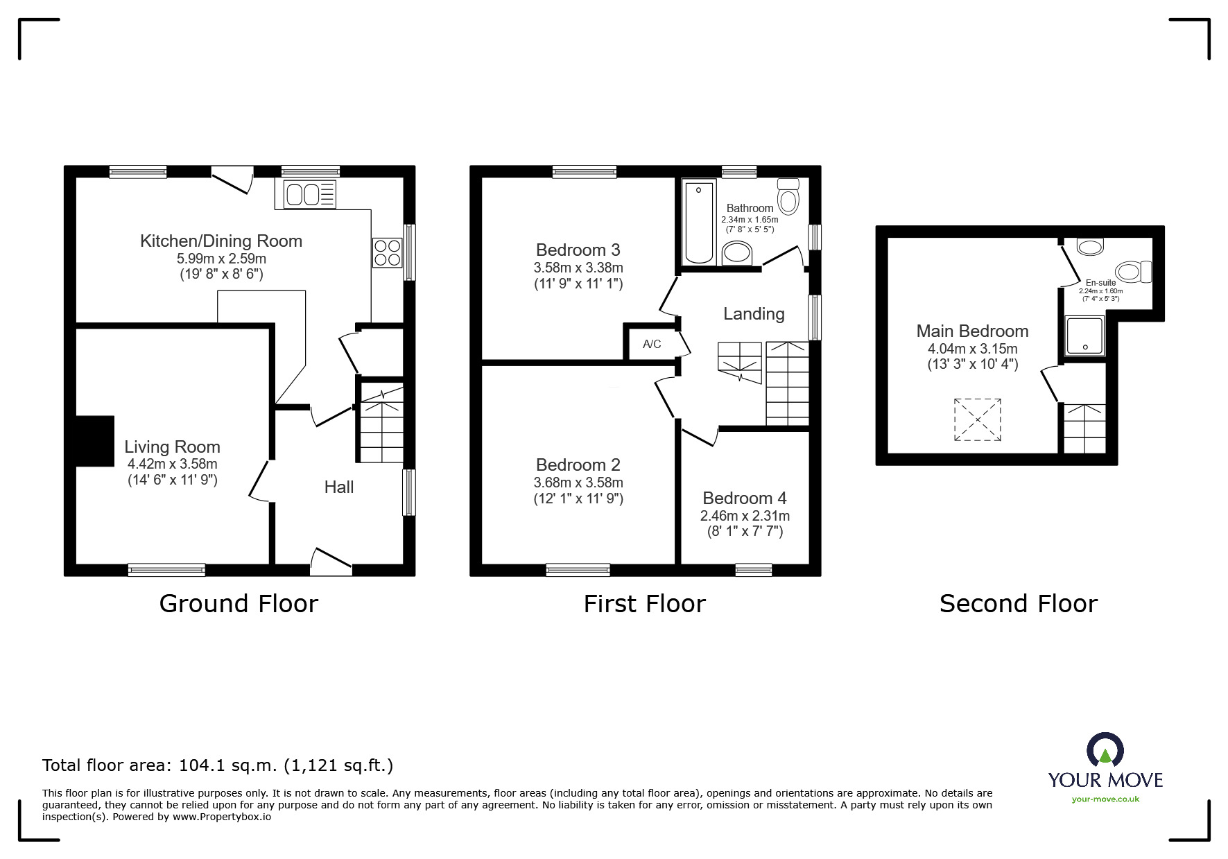 Floorplan of 4 bedroom Semi Detached House for sale, Midway, Exmouth, Devon, EX8