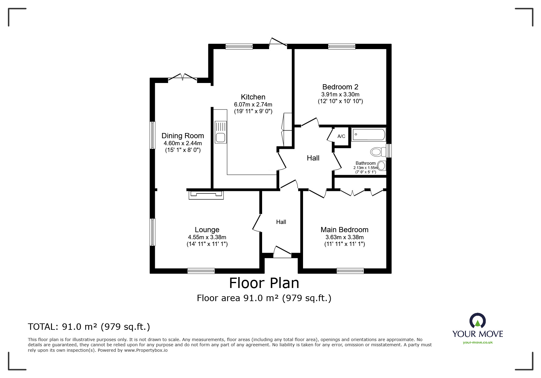 Floorplan of 2 bedroom Detached Bungalow for sale, Littledown Close, Exmouth, Devon, EX8