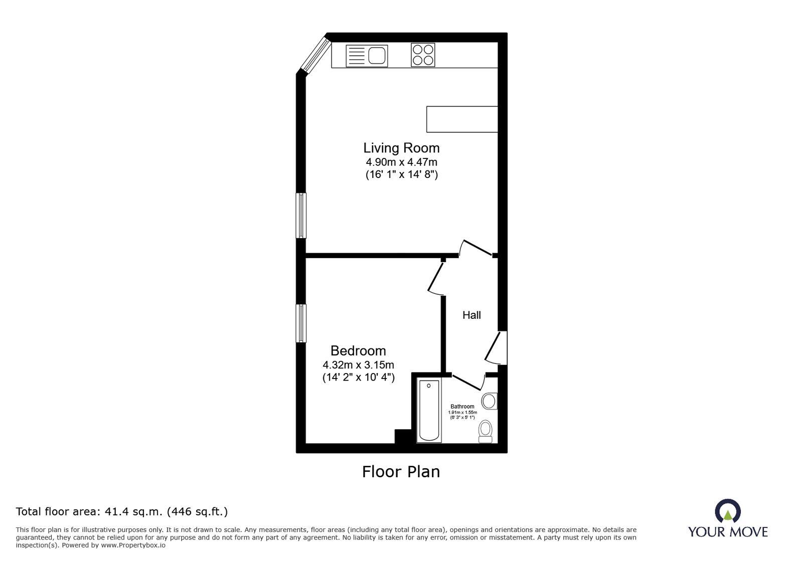 Floorplan of 1 bedroom Flat for sale, The Strand, Exmouth, Devon, EX8