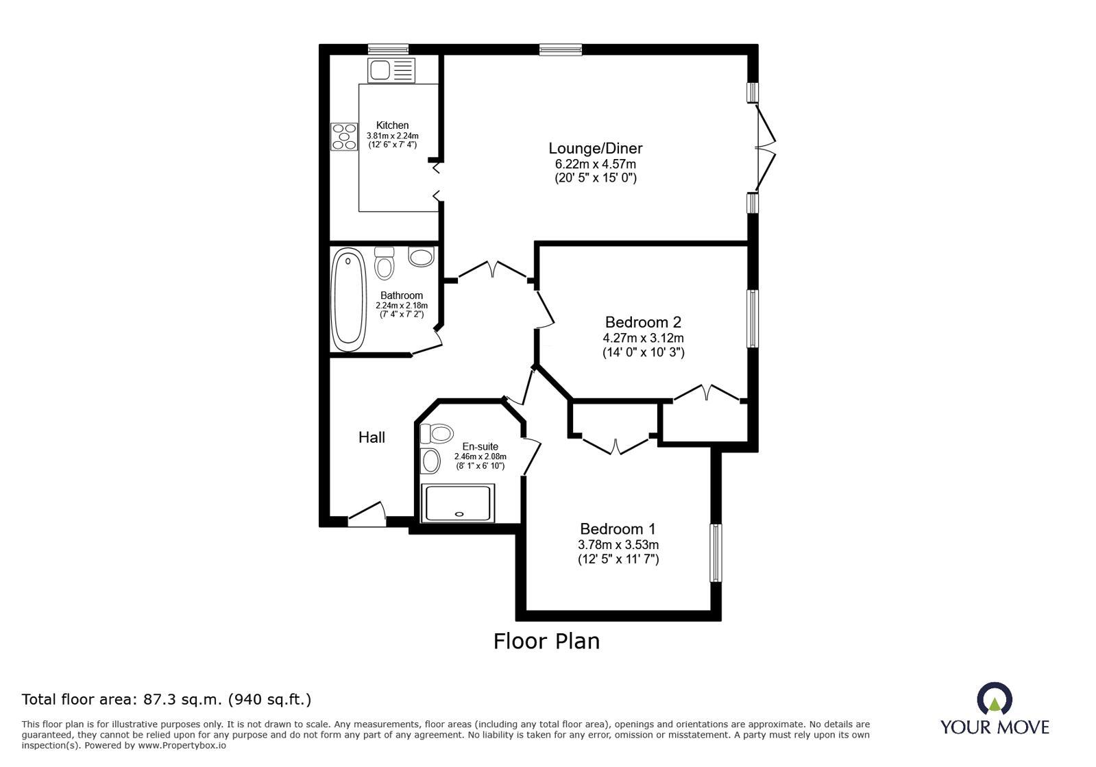 Floorplan of 2 bedroom Flat for sale, Salterton Road, Exmouth, Devon, EX8