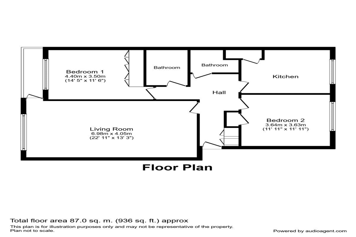 Floorplan of 2 bedroom Flat for sale, Douglas Avenue, Exmouth, Devon, EX8