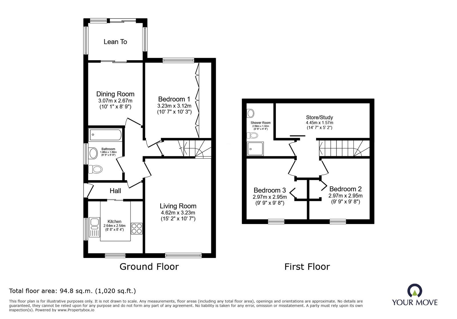 Floorplan of 3 bedroom Semi Detached Bungalow for sale, The Marles, Exmouth, Devon, EX8
