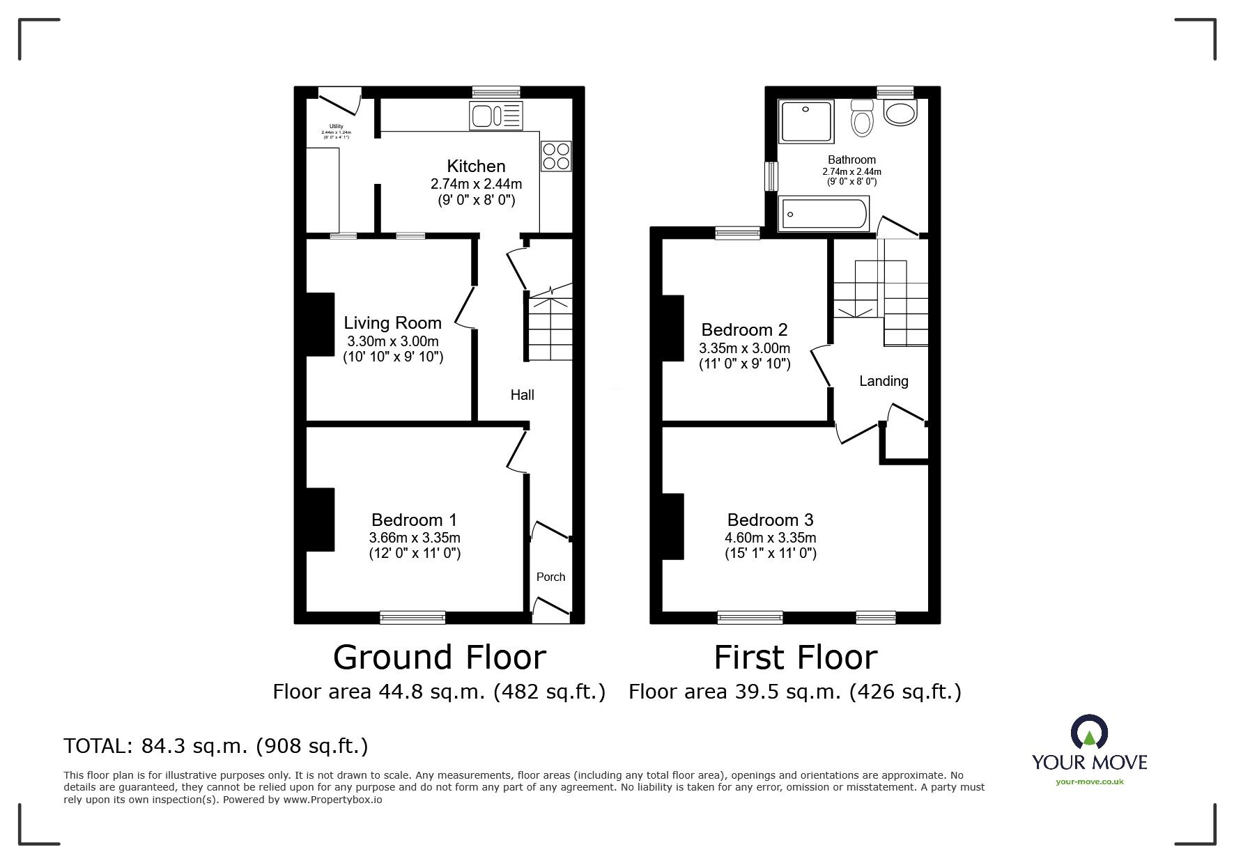Floorplan of 3 bedroom Mid Terrace House to rent, Salisbury Road, Exeter, Devon, EX4