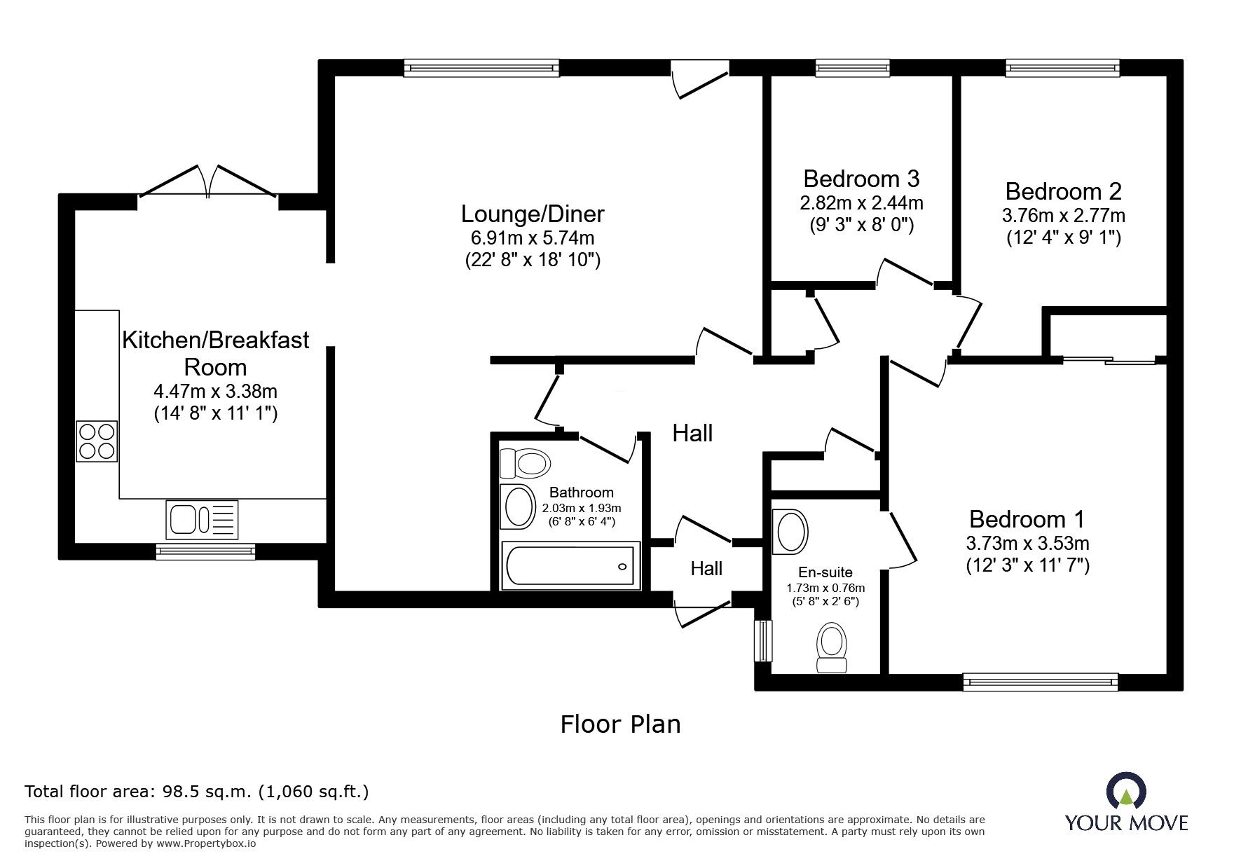 Floorplan of 3 bedroom Detached Bungalow for sale, Valley Way, Exmouth, Devon, EX8