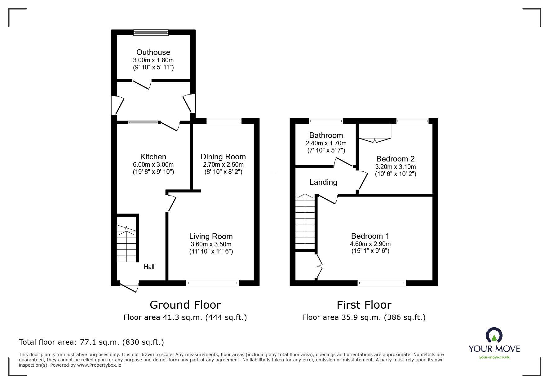 Floorplan of 2 bedroom Mid Terrace House to rent, Chiltern Road, Goole, North Humberside, DN14