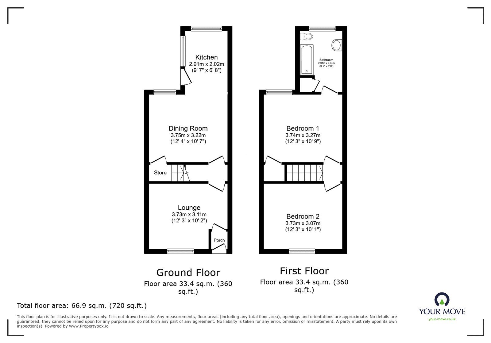 Floorplan of 2 bedroom Mid Terrace House to rent, Weatherill Street, Goole, East Yorkshire, DN14