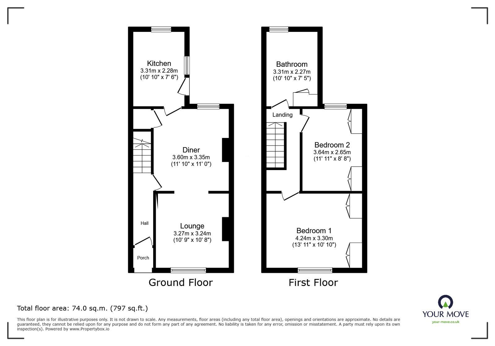 Floorplan of 2 bedroom Mid Terrace House to rent, Marlborough Avenue, Goole, North Humberside, DN14