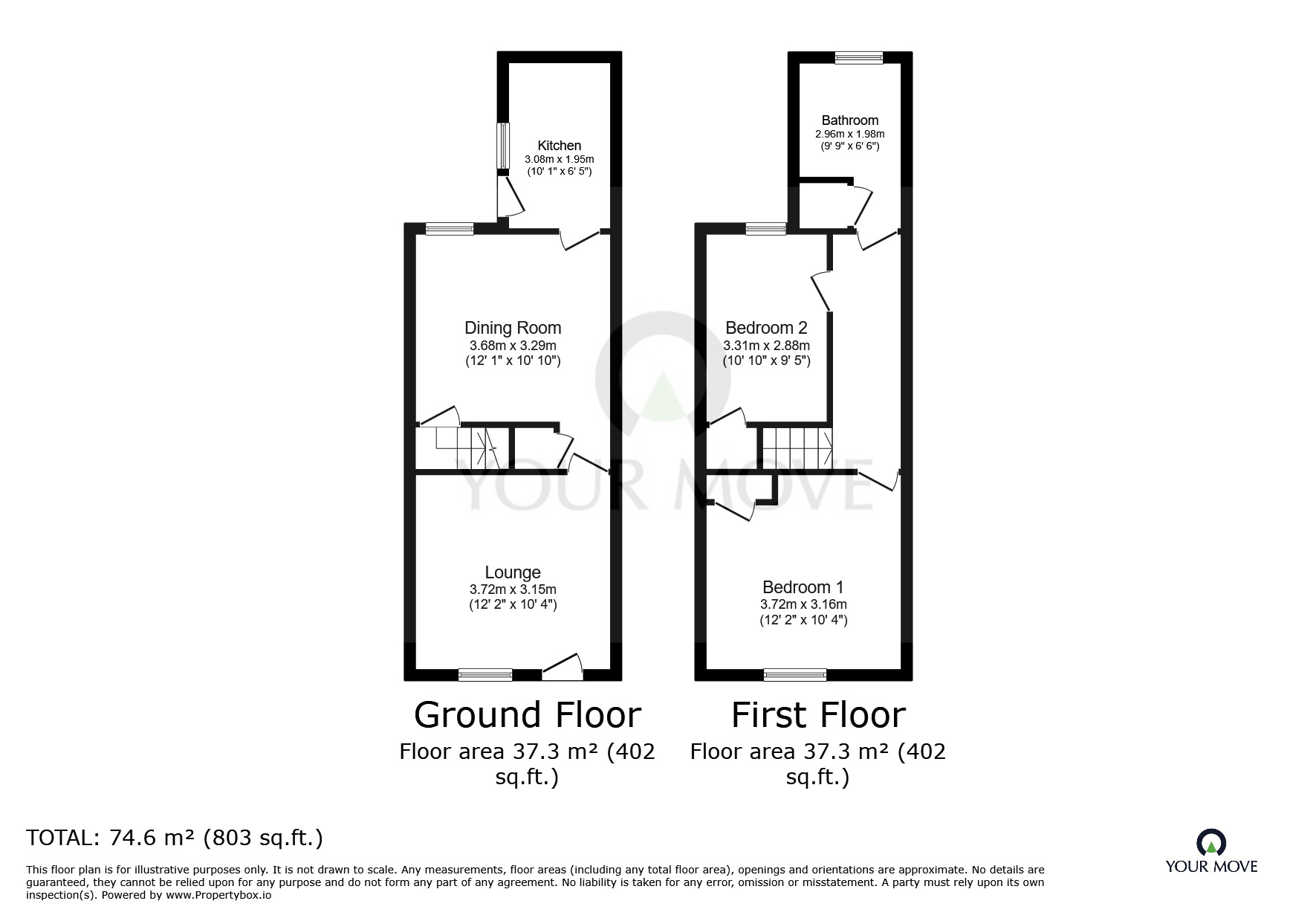 Floorplan of 2 bedroom Mid Terrace House to rent, Humber Street, Goole, East  Yorkshire, DN14