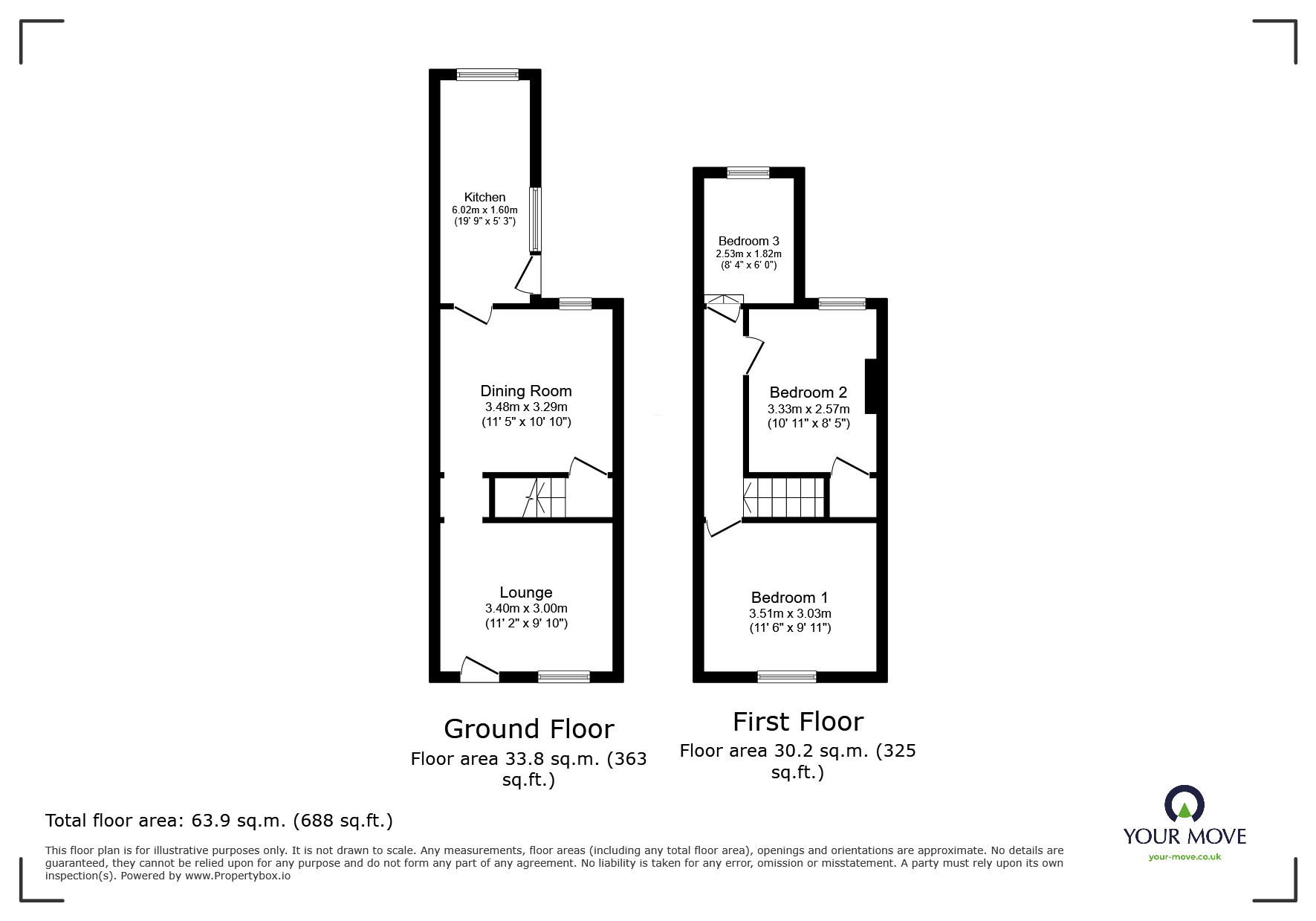 Floorplan of 2 bedroom Mid Terrace House for sale, Byron Street, Goole, DN14