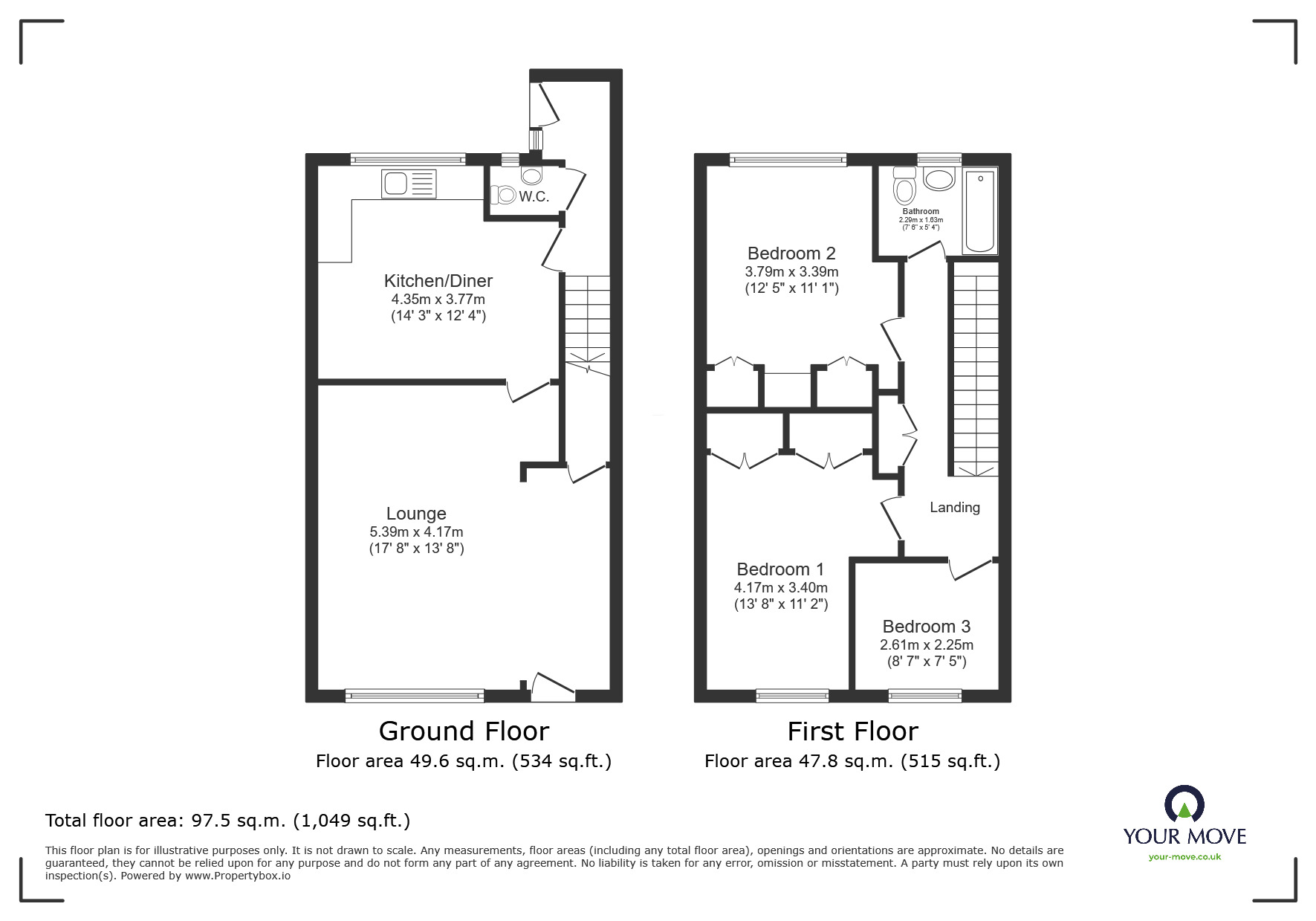Floorplan of 3 bedroom End Terrace House for sale, Swinefleet Road, Goole, DN14