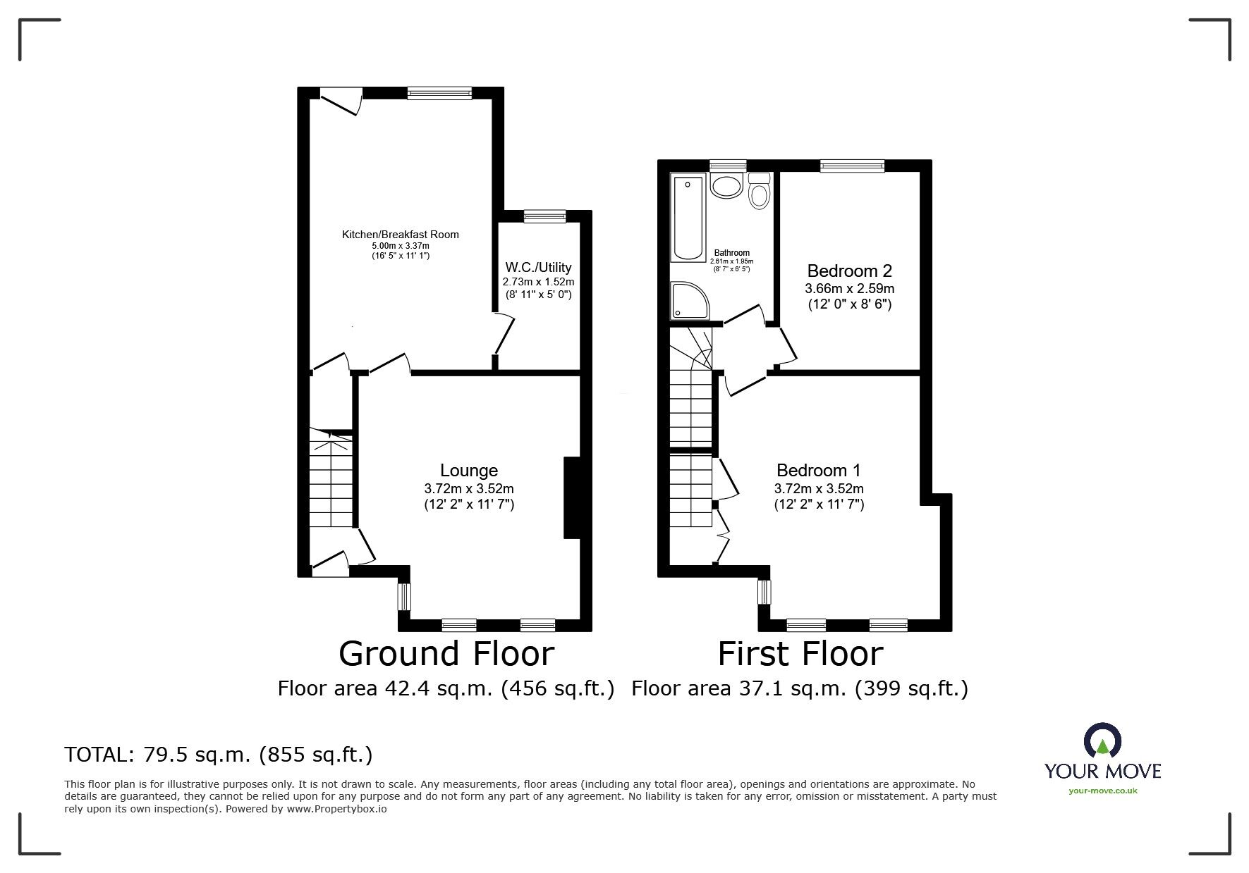 Floorplan of 2 bedroom Mid Terrace House for sale, Pasture Road, Goole, East Yorkshire, DN14