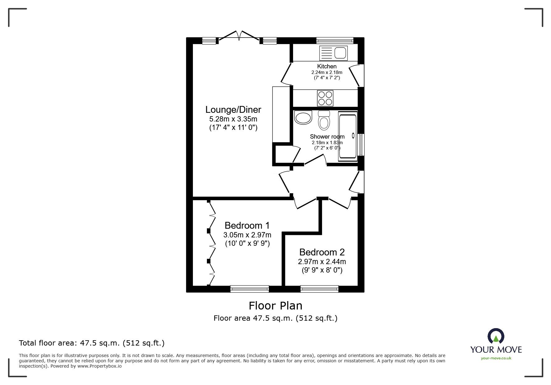 Floorplan of 2 bedroom Semi Detached Bungalow for sale, The Meadows, Howden, Goole, DN14