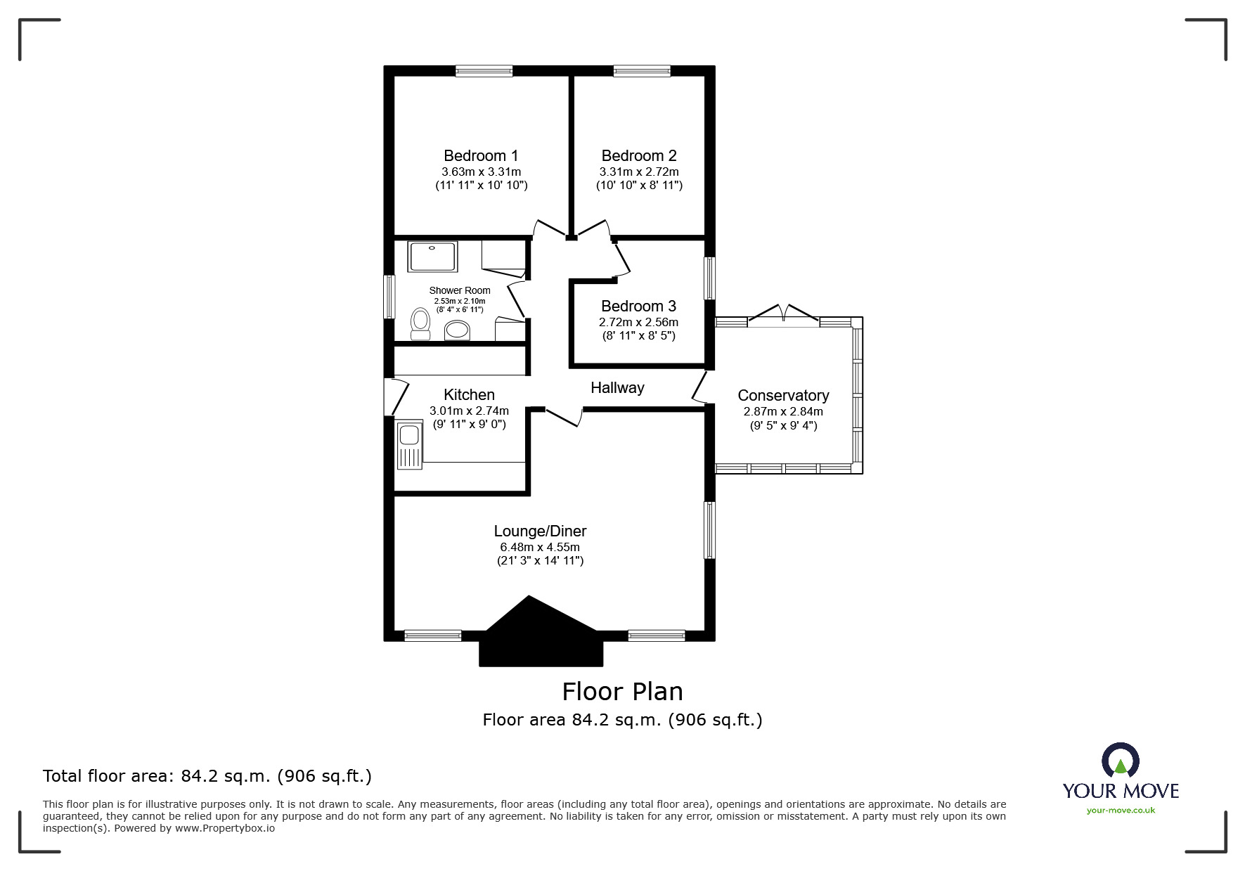 Floorplan of 3 bedroom Detached Bungalow for sale, Grasmere Close, Goole, DN14