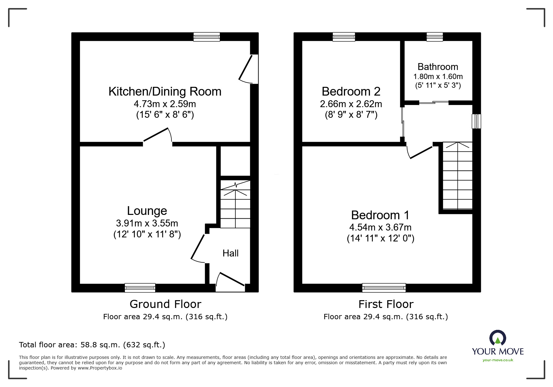 Floorplan of 2 bedroom End Terrace House for sale, Queensway, Goole, DN14