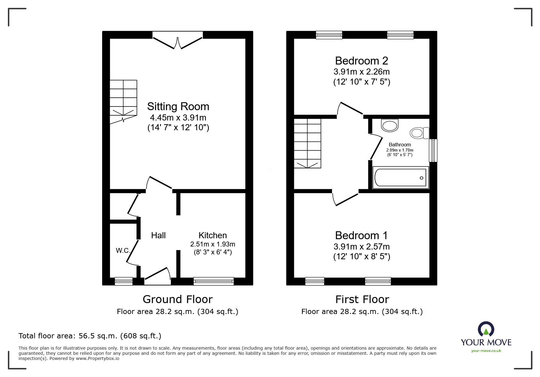Floorplan of 2 bedroom End Terrace House for sale, Claytons Fold, Gilberdyke, East Yorkshire, HU15