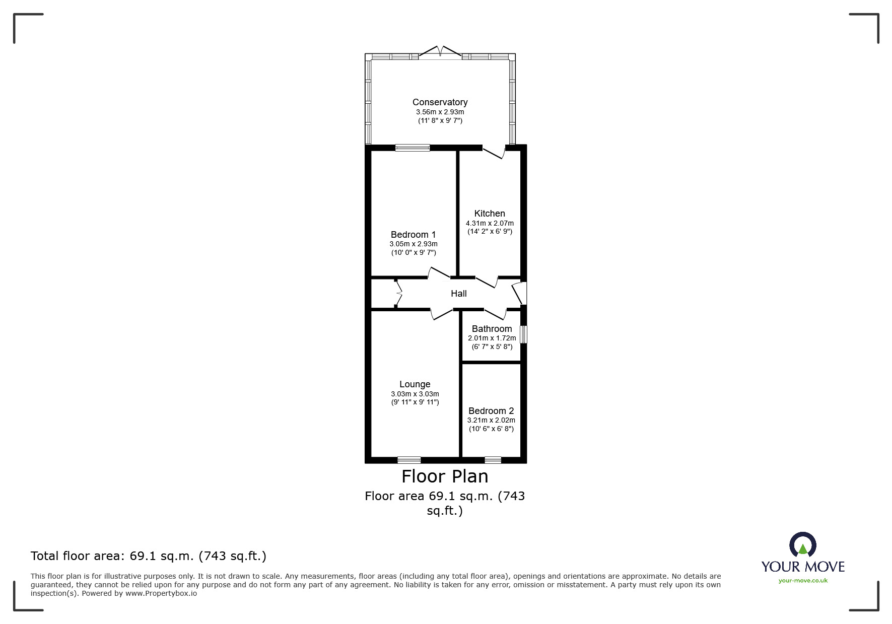 Floorplan of 2 bedroom Semi Detached Bungalow for sale, Bellasize Park, Gilberdyke, East  Yorkshire, HU15