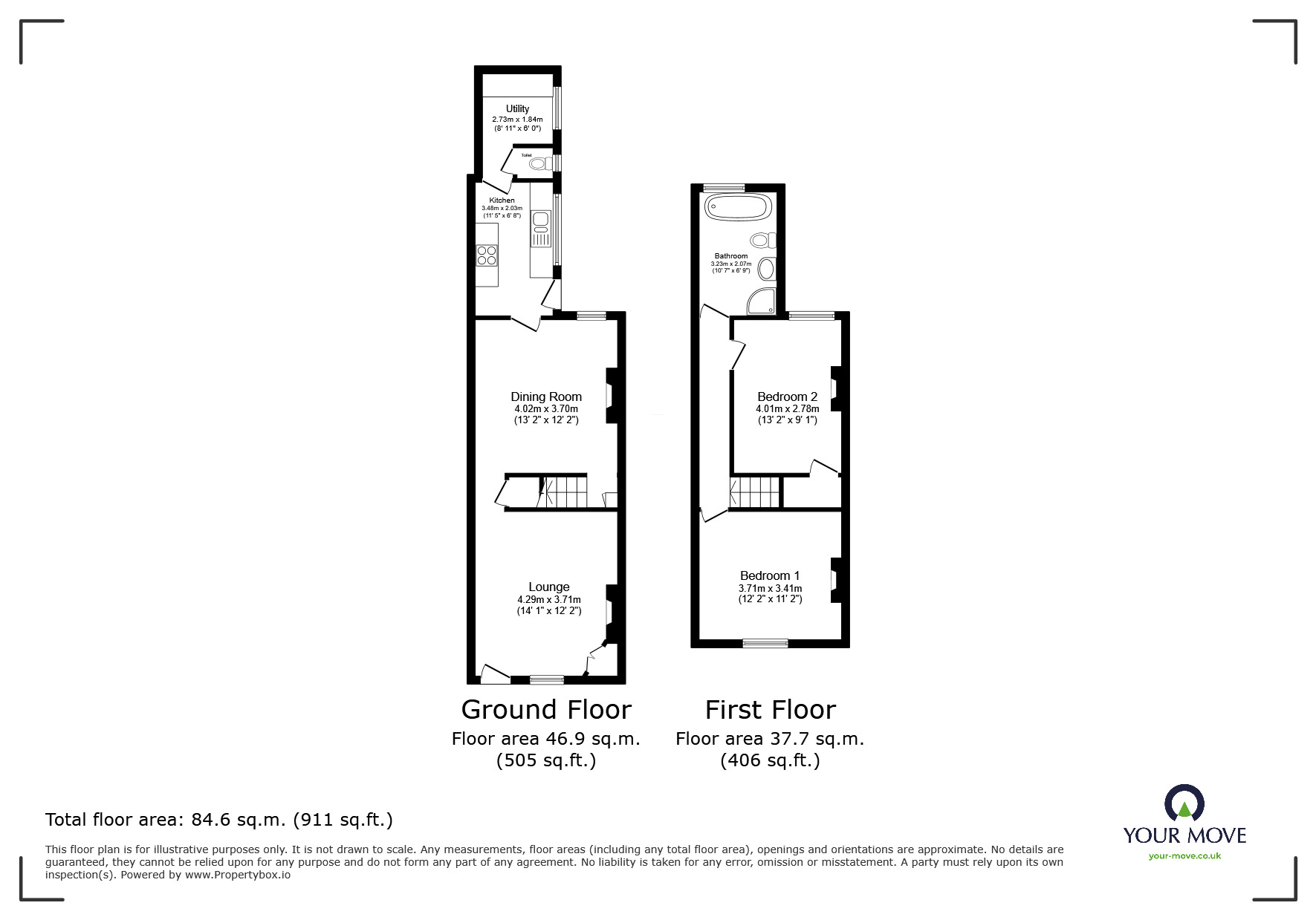 Floorplan of 2 bedroom Mid Terrace House for sale, Heber Street, Goole, East Yorkshire, DN14