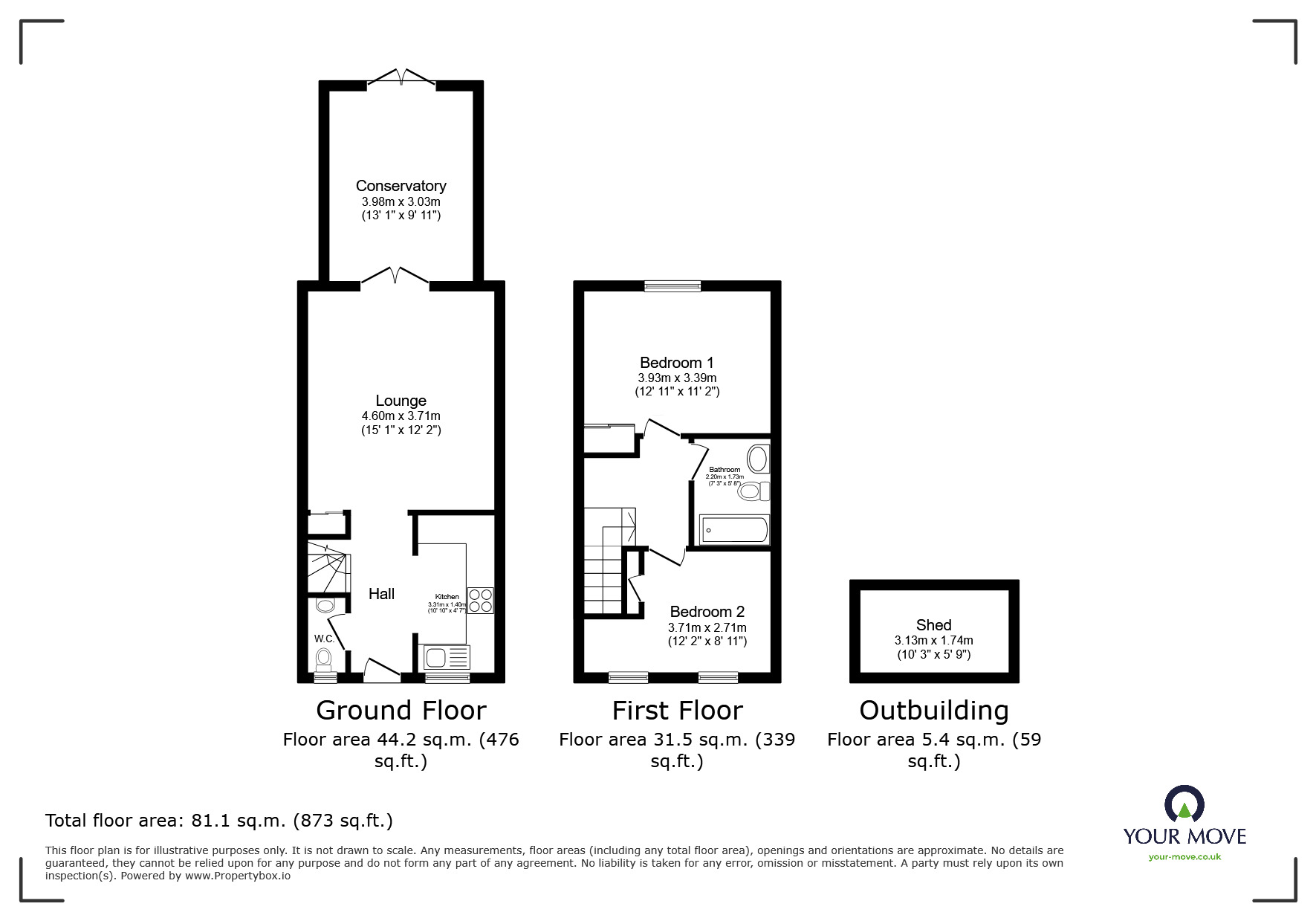 Floorplan of 2 bedroom Mid Terrace House for sale, Went Avenue, Snaith, East Yorkshire, DN14