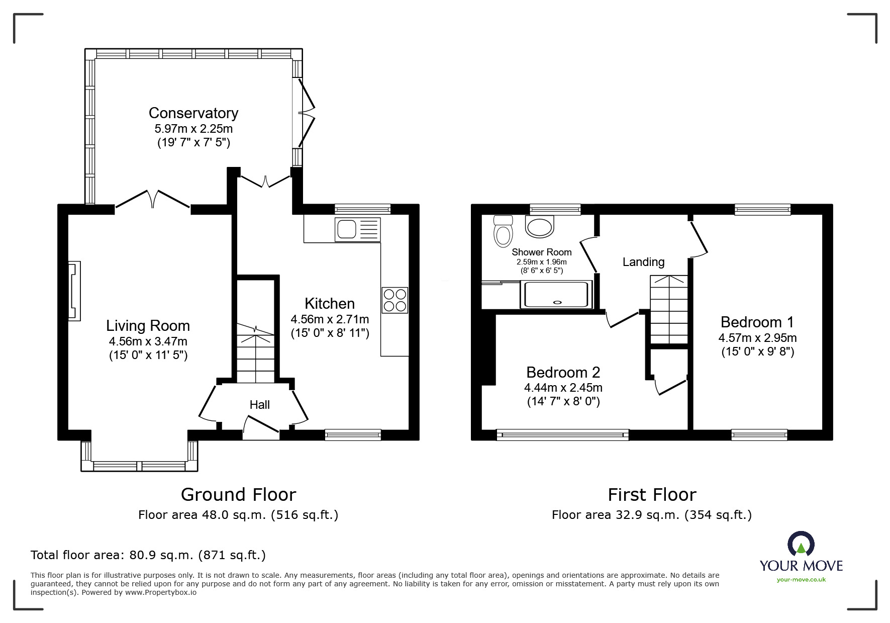 Floorplan of 2 bedroom End Terrace House for sale, Cheviot Avenue, Goole, East  Yorkshire, DN14