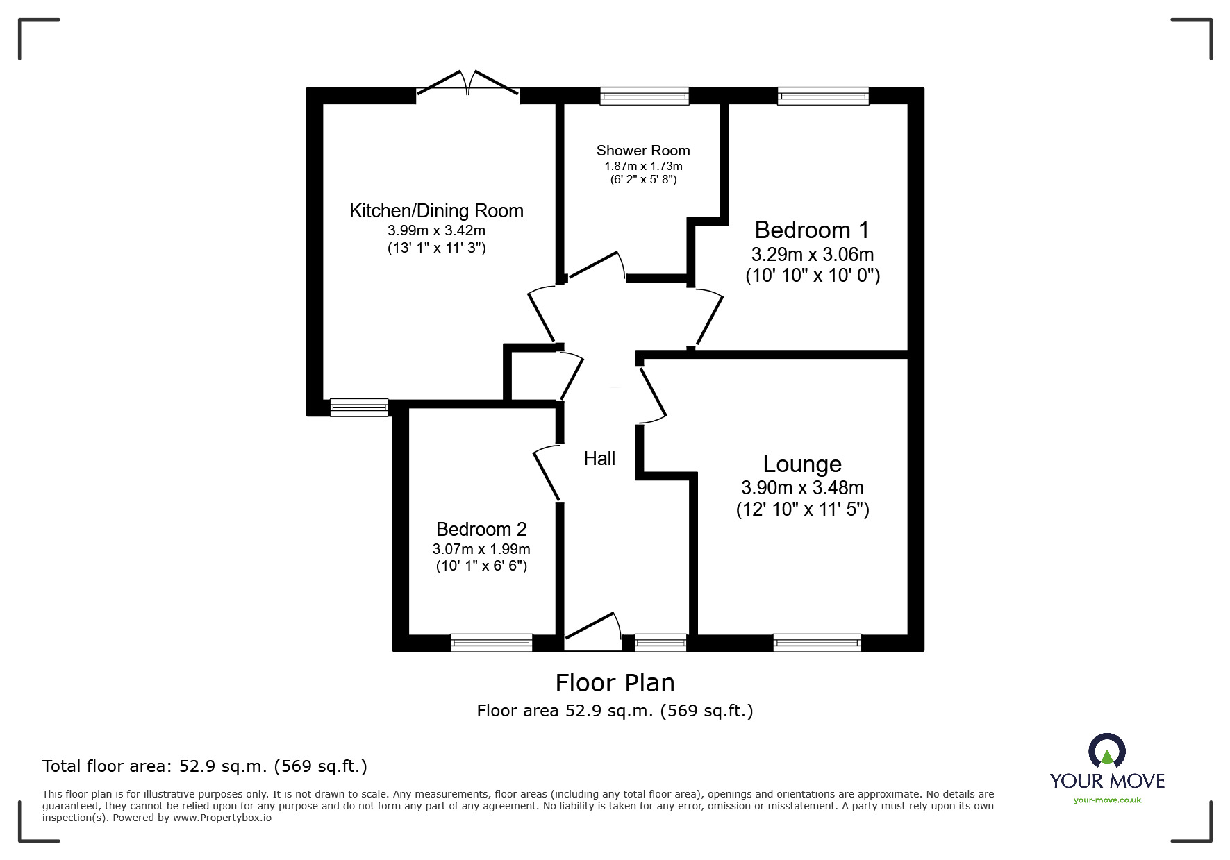 Floorplan of 2 bedroom Detached Bungalow for sale, The Malt Kilns, Goole, East Yorkshire, DN14