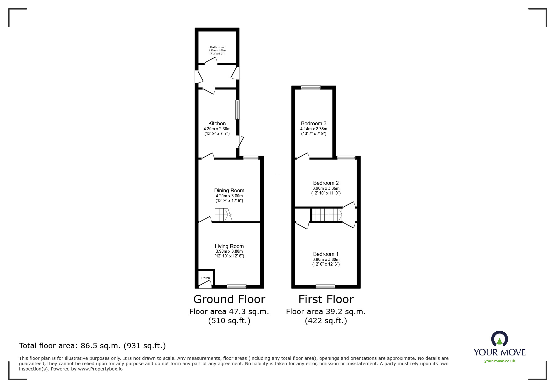 Floorplan of 2 bedroom Mid Terrace House for sale, Fifth Avenue, Goole, East Yorkshire, DN14