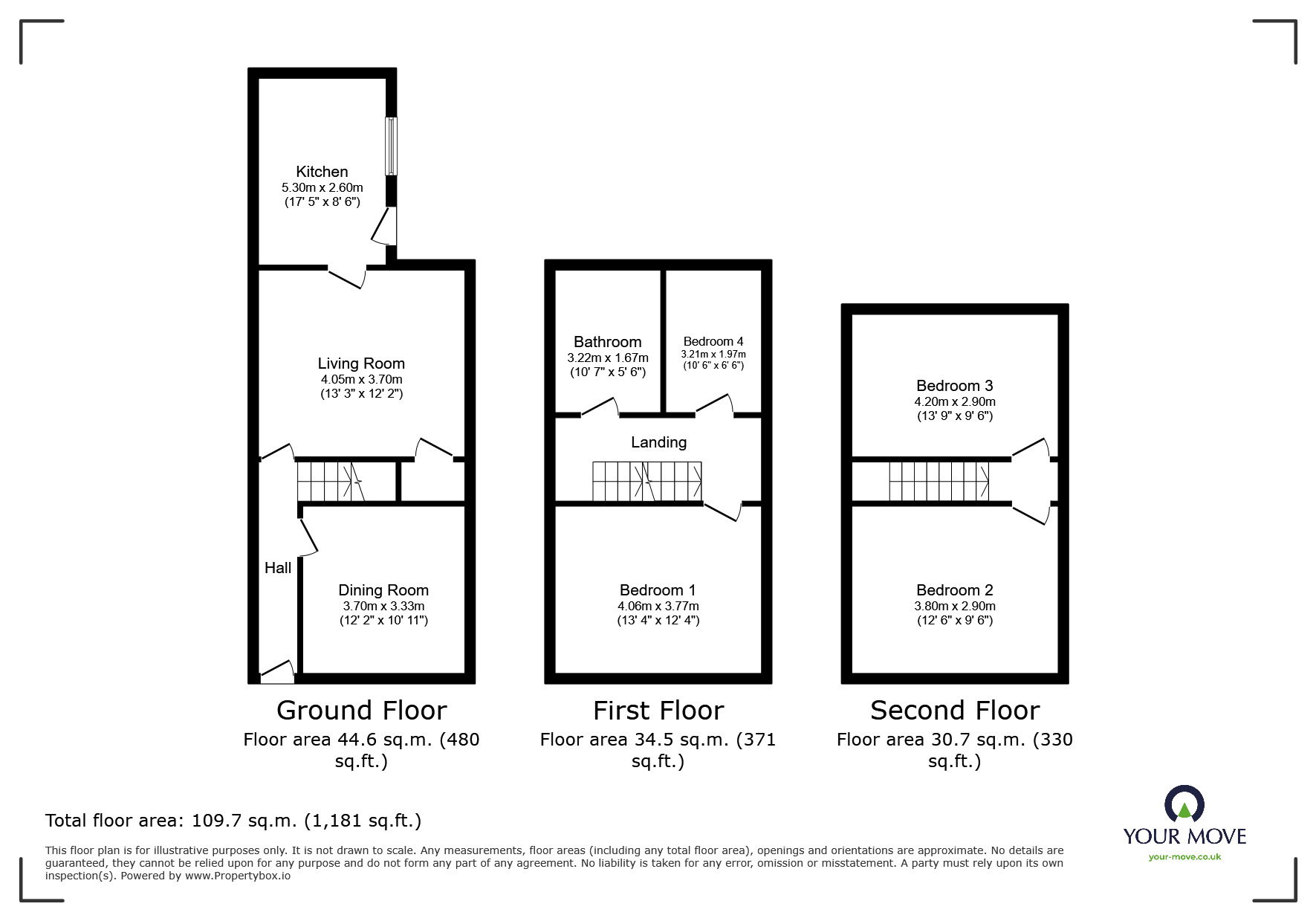 Floorplan of 4 bedroom Mid Terrace House for sale, Carter Street, Goole, East  Yorkshire, DN14