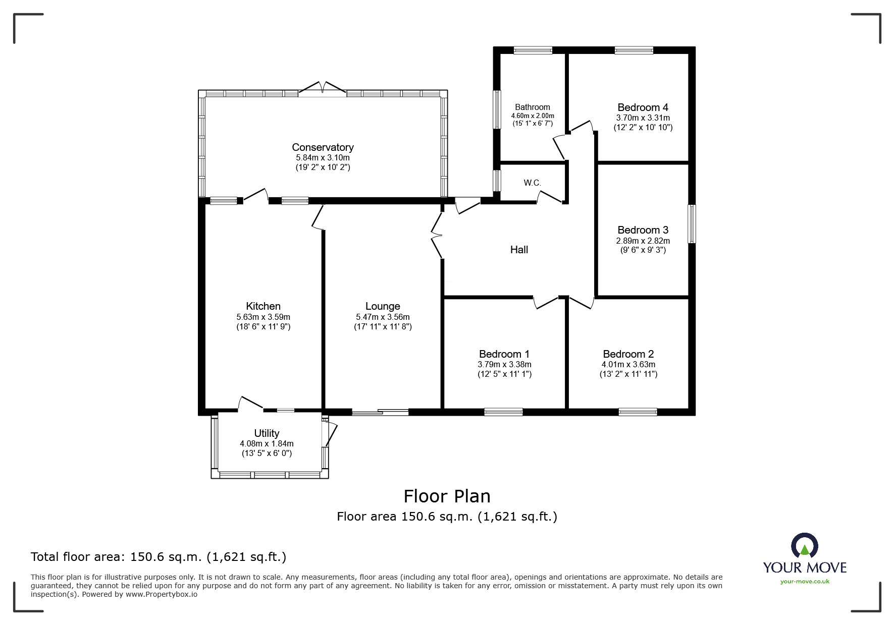 Floorplan of 4 bedroom Detached Bungalow for sale, Lynwith Court, Carlton, North Yorkshire, DN14