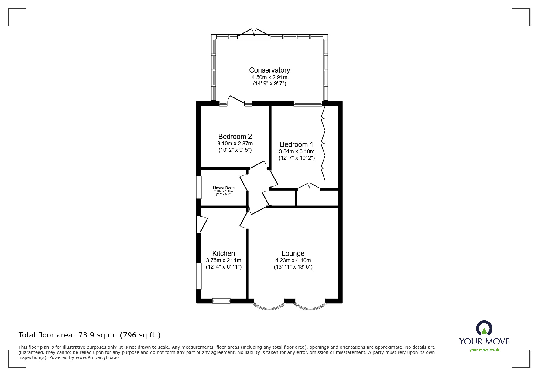 Floorplan of 2 bedroom Semi Detached Bungalow for sale, Churchill Walk, Goole, East Yorkshire, DN14