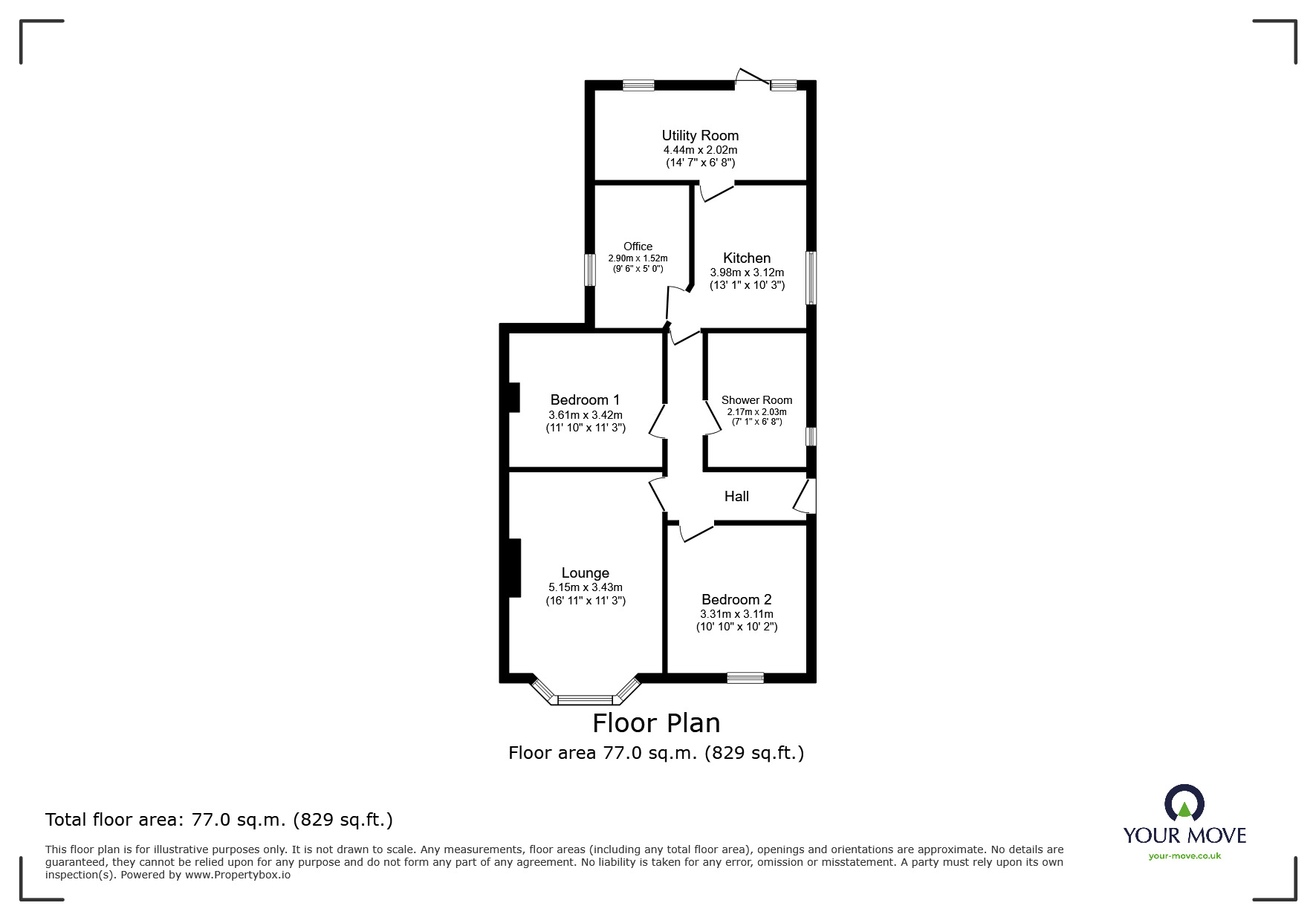 Floorplan of 2 bedroom Detached Bungalow for sale, Station Road, Rawcliffe, East Yorkshire, DN14