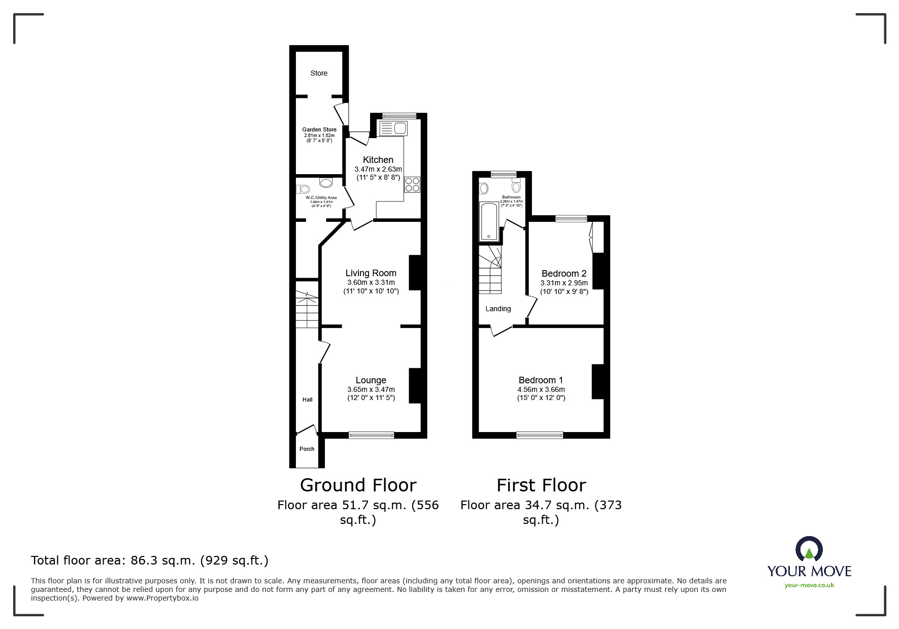 Floorplan of 2 bedroom Mid Terrace House for sale, Centenary Road, Goole, East Yorkshire, DN14