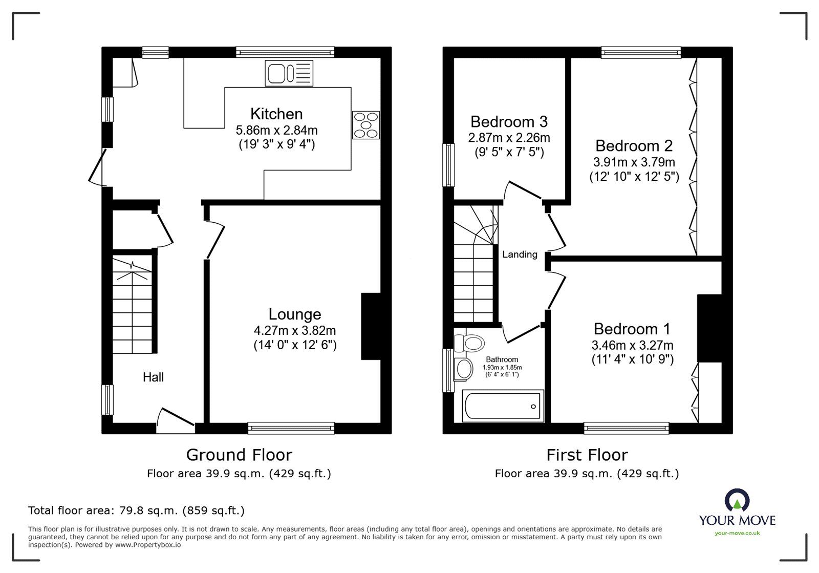 Floorplan of 3 bedroom Semi Detached House for sale, South View, Rawcliffe Bridge, East Yorkshire, DN14