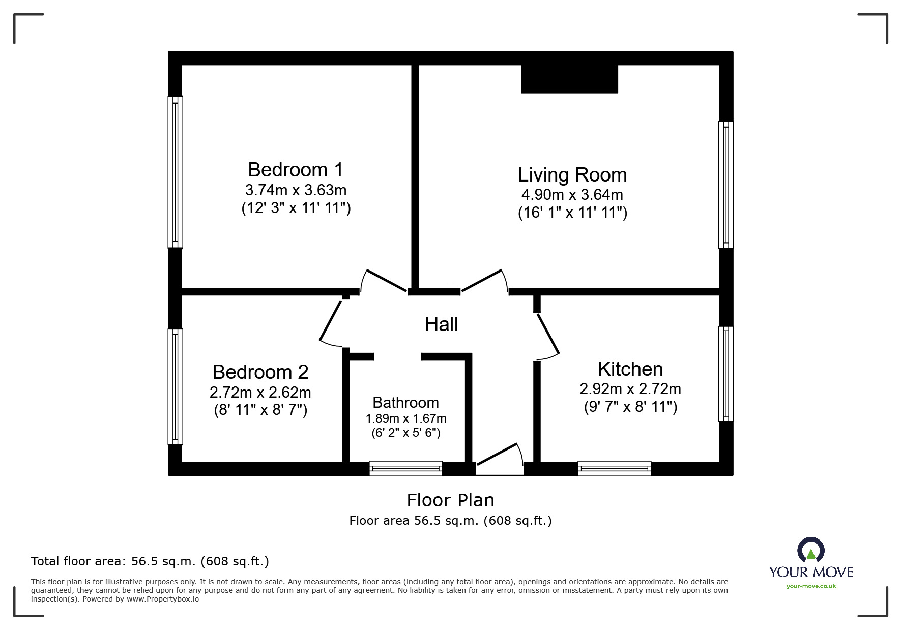 Floorplan of 2 bedroom Semi Detached Bungalow to rent, Thorpe Road Avenue, Howden, East Yorkshire, DN14