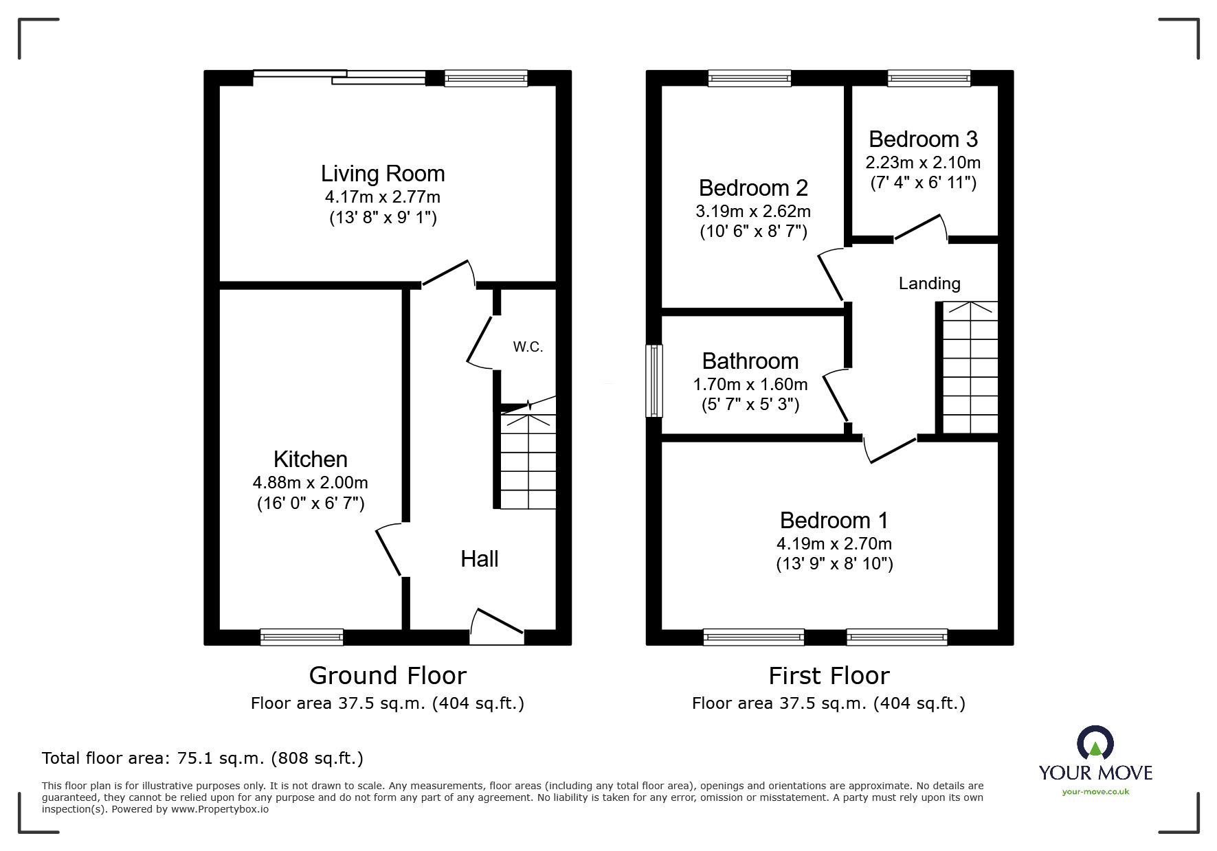 Floorplan of 3 bedroom End Terrace House to rent, Birch Grove, Goole, East Yorkshire, DN14