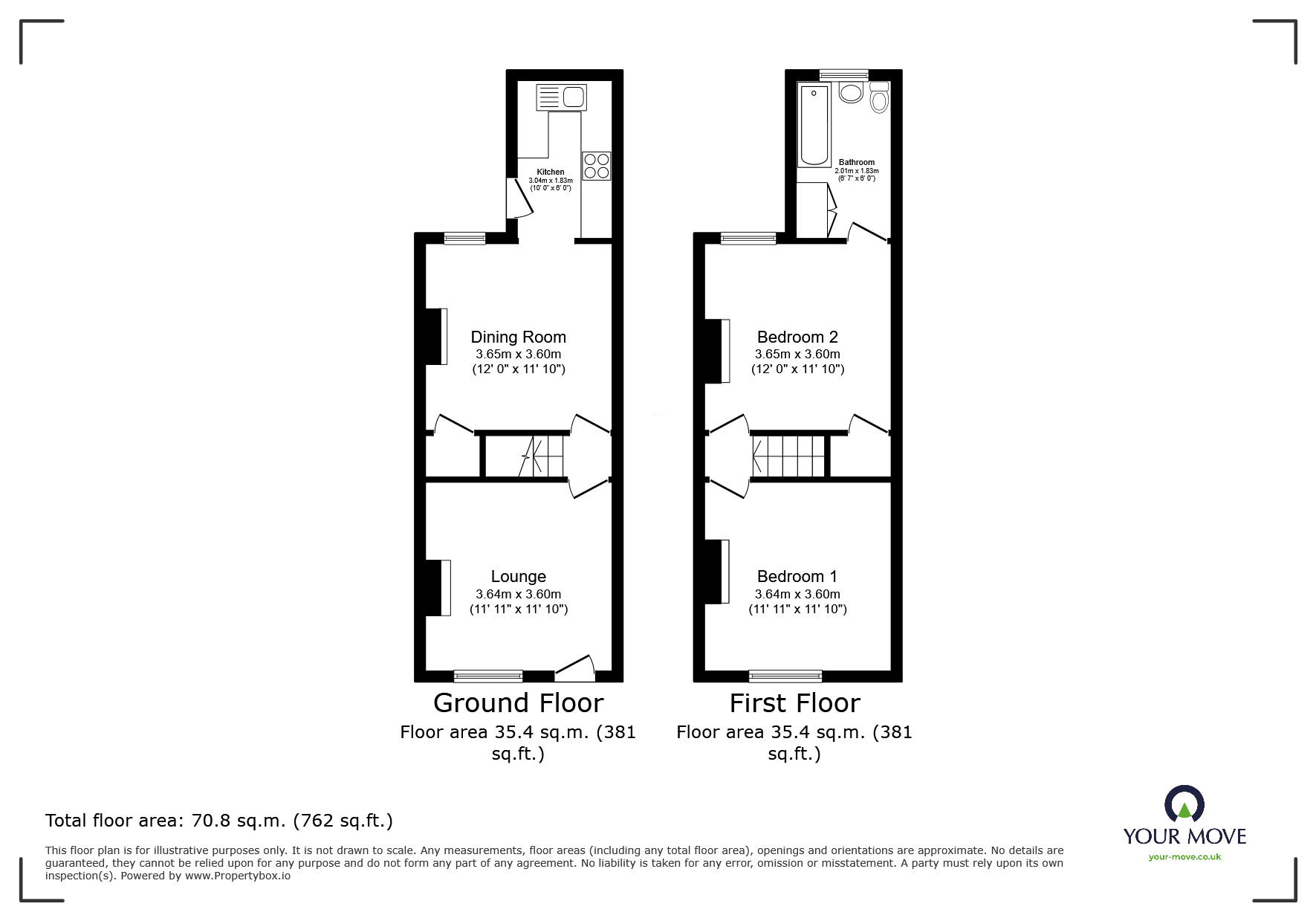 Floorplan of 2 bedroom Mid Terrace House for sale, Newclose Lane, Goole, East Yorkshire, DN14