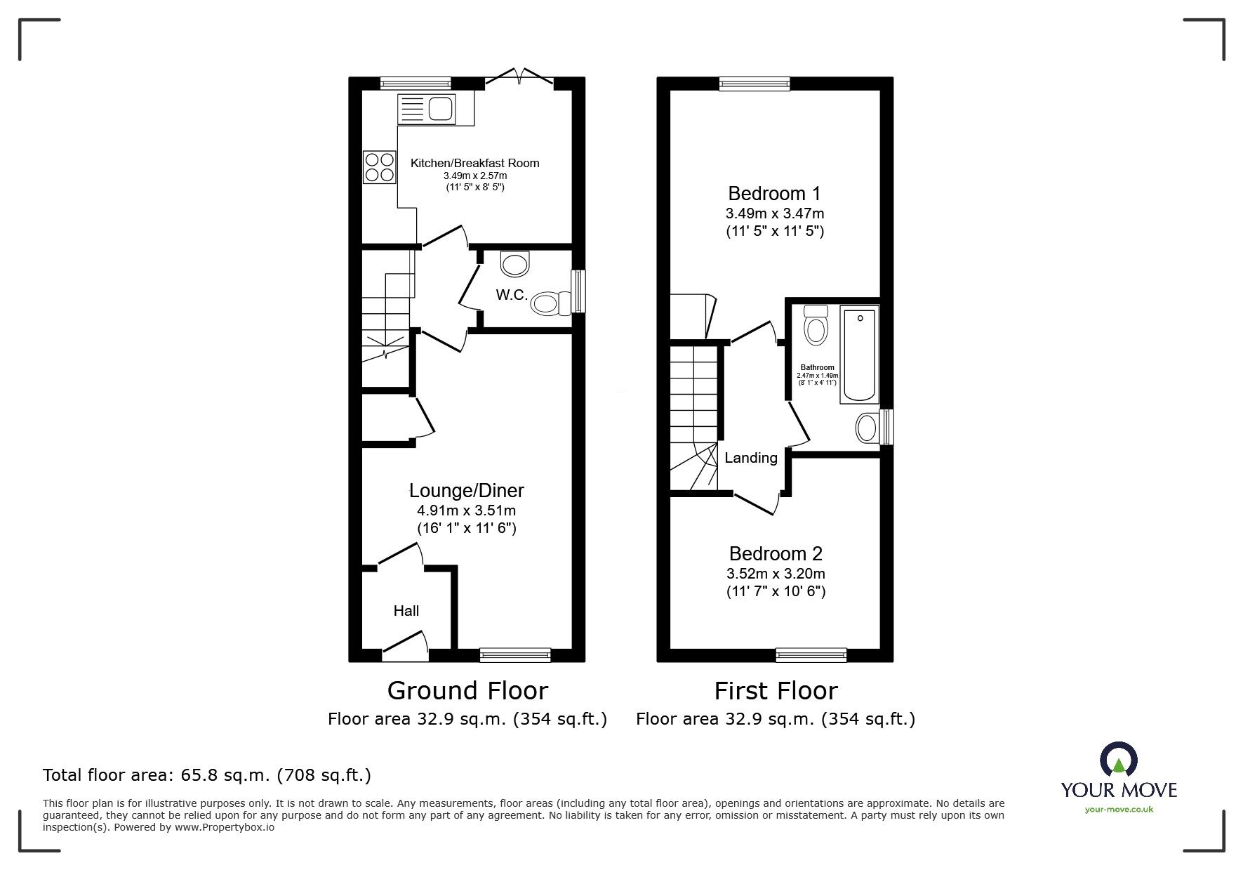 Floorplan of 2 bedroom Semi Detached House for sale, Carter Street, Howden, East Yorkshire, DN14