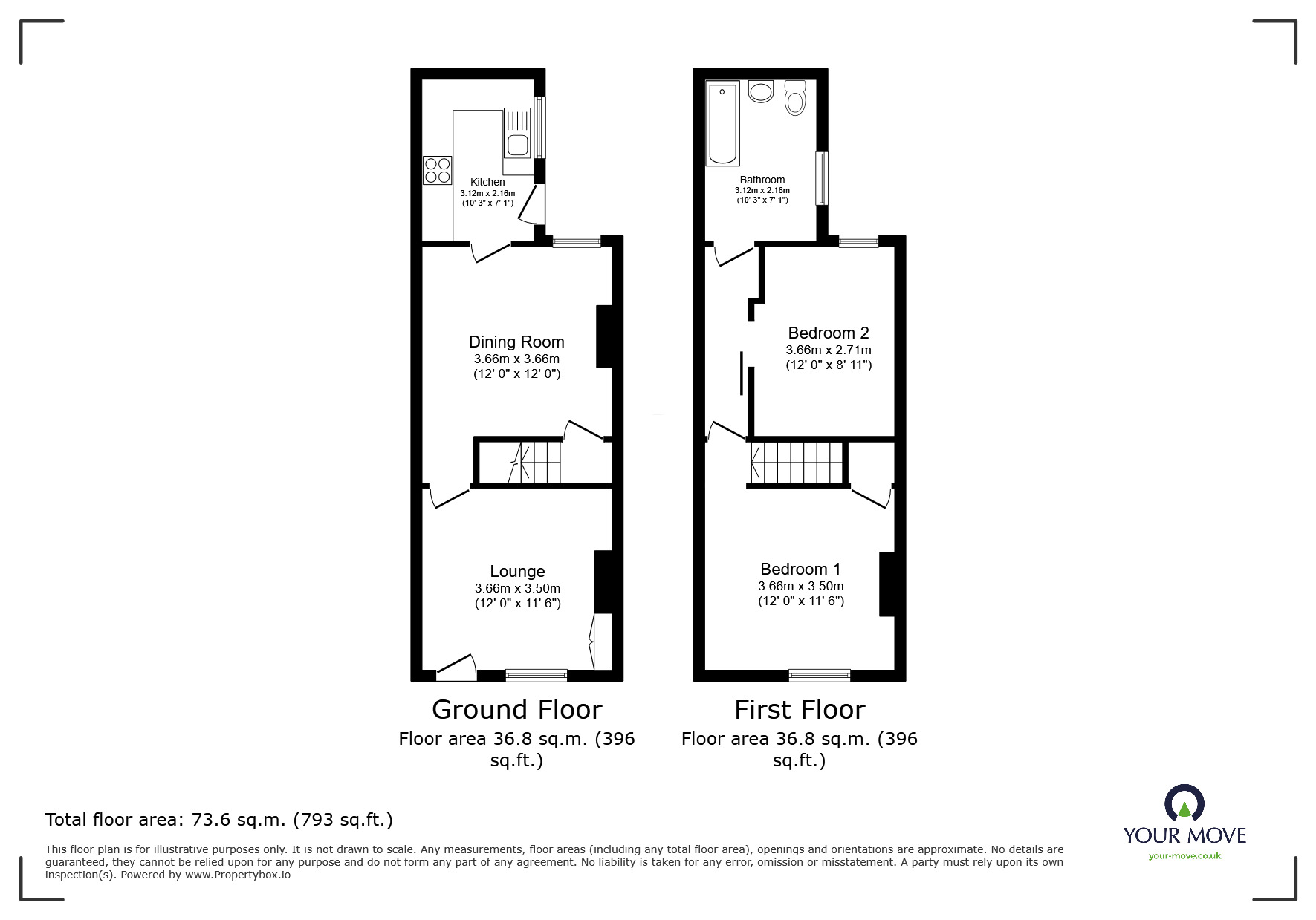 Floorplan of 2 bedroom Mid Terrace House for sale, Gordon Street, Goole, East Yorkshire, DN14