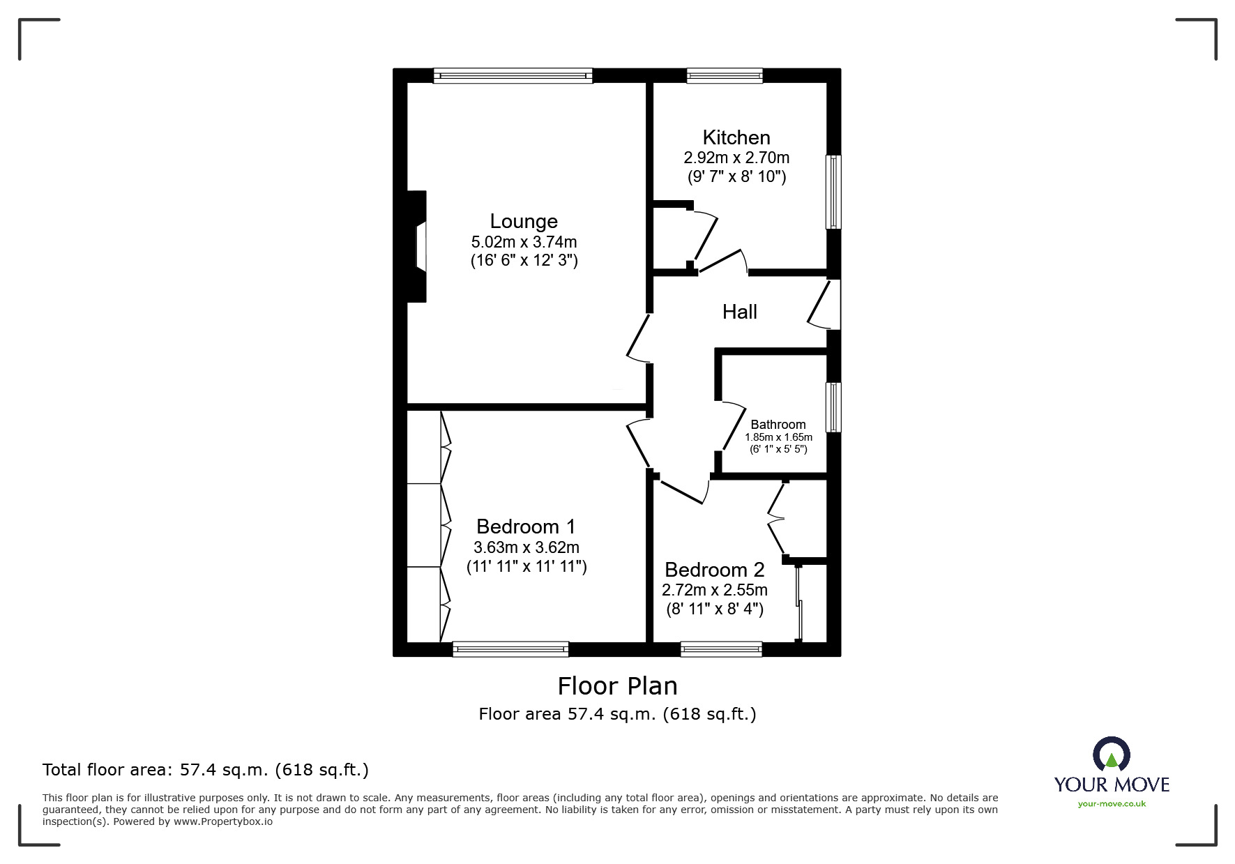Floorplan of 2 bedroom Semi Detached Bungalow for sale, Thirlmere Walk, Goole, East Yorkshire, DN14