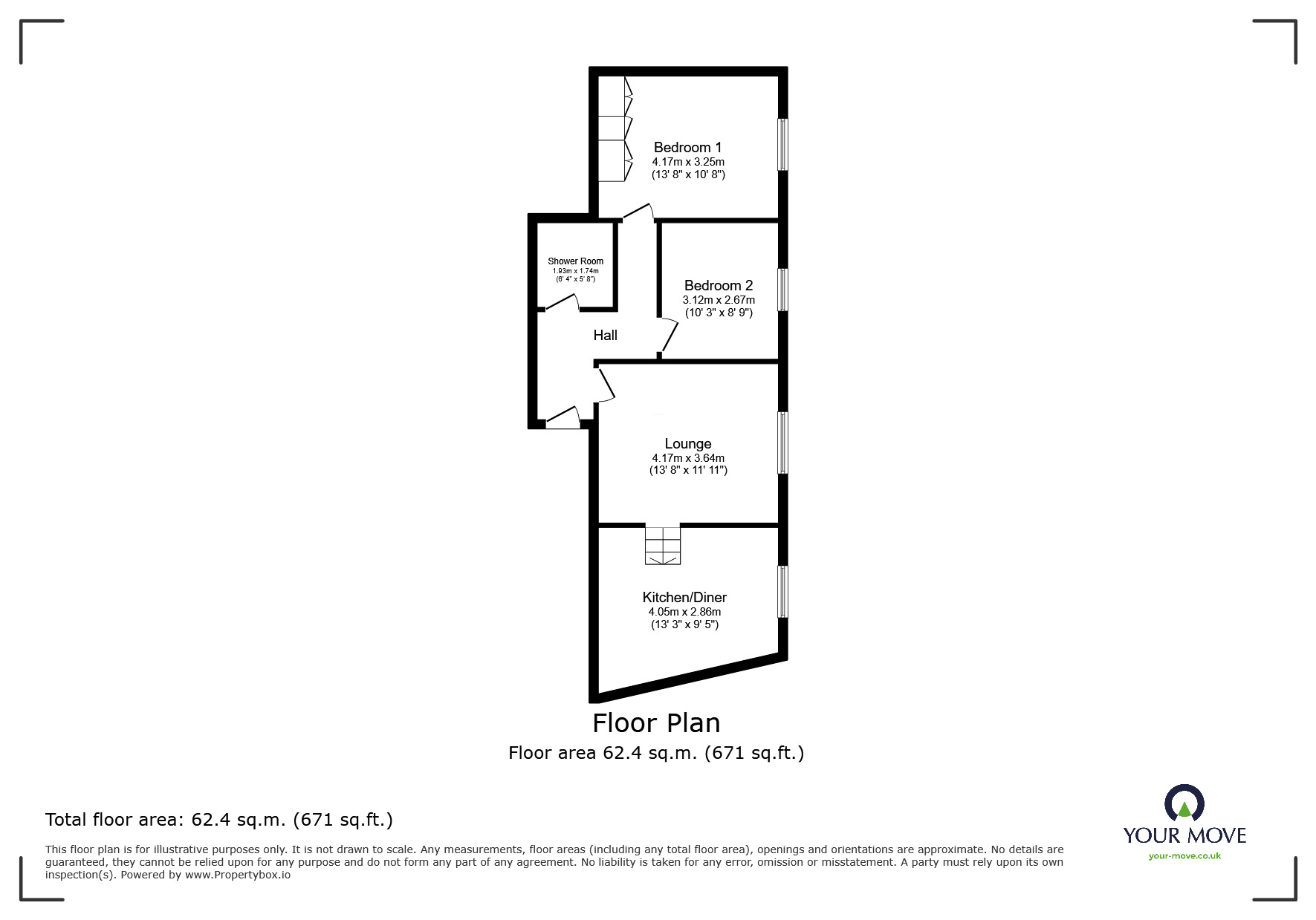 Floorplan of 2 bedroom Flat for sale, Boothferry Road, Goole, East Yorkshire, DN14